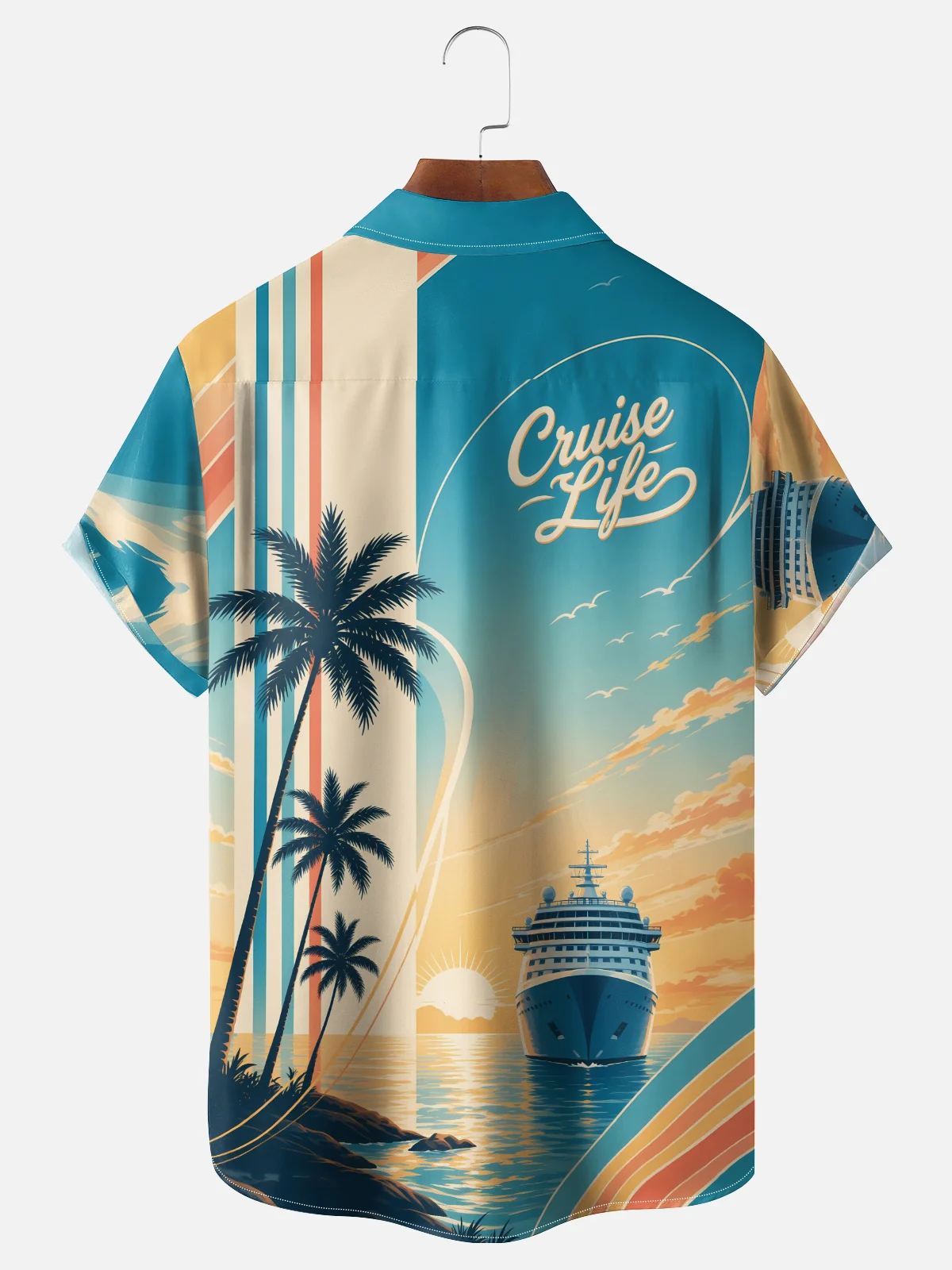Moisture-Wicking Cruise Life Chest Pocket Holiday Bowling Shirt