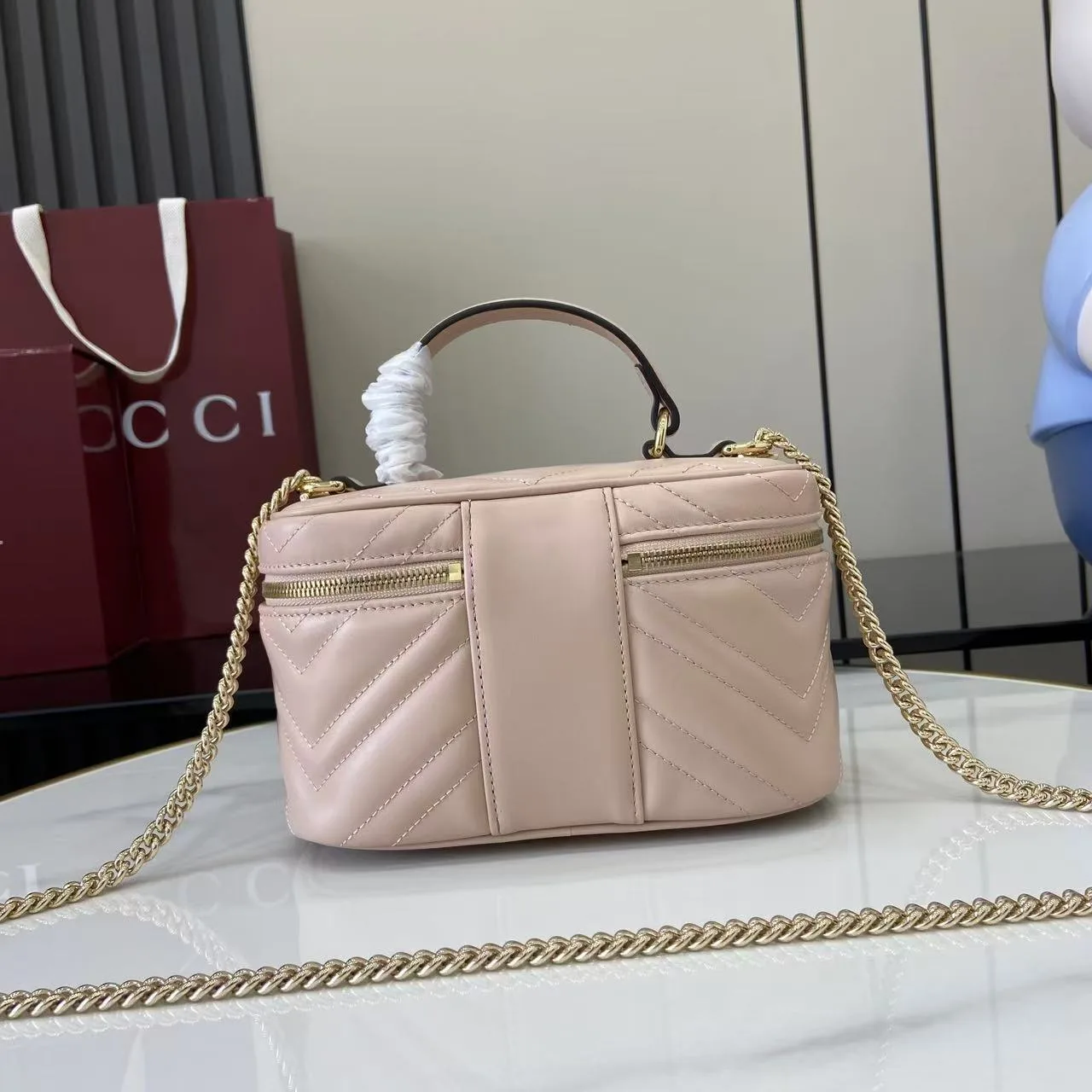 Gucci Marmont Pink GG Supreme Canvas Top Handle Bag product photo from LabelPicks