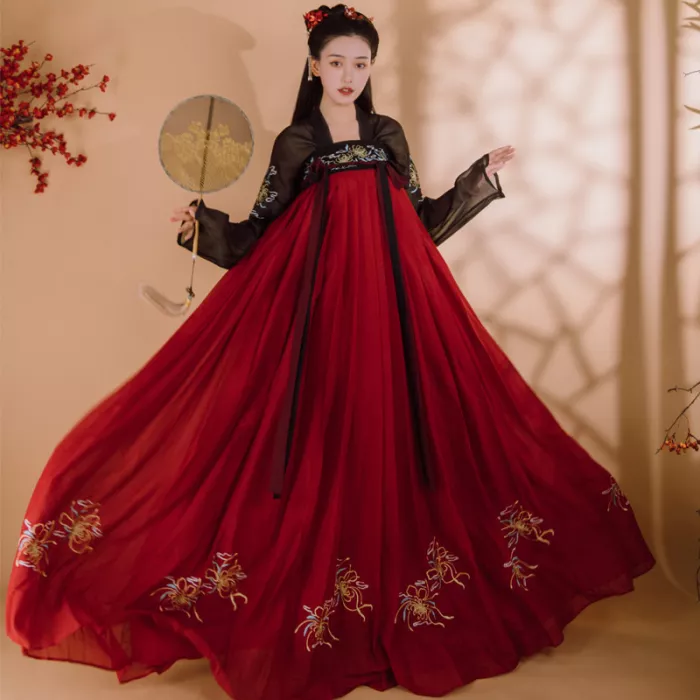 Yan Caiwei's original authentic Hanfu women's 6-meter hem full chest skirt spring and summer elegant and elegant Chinese style