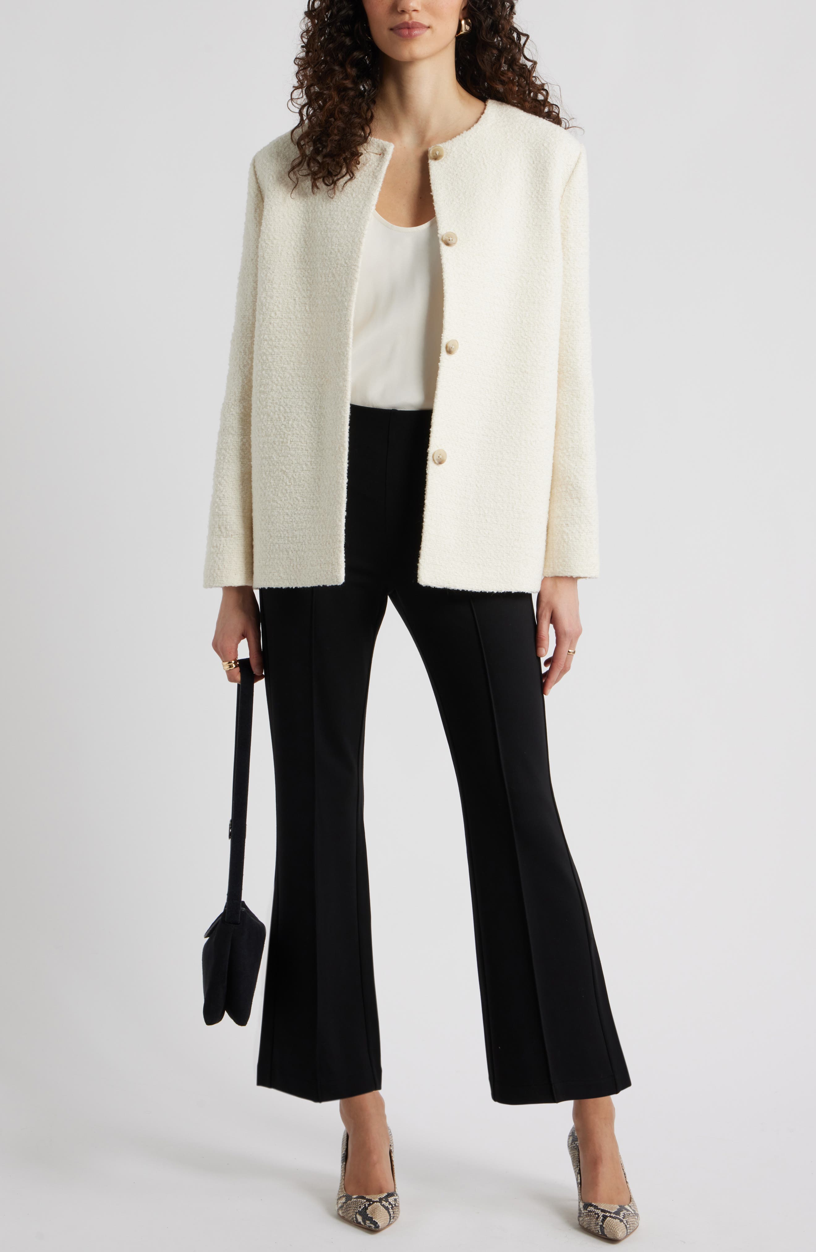 Nordstrom Collarless Pleat Back Jacket