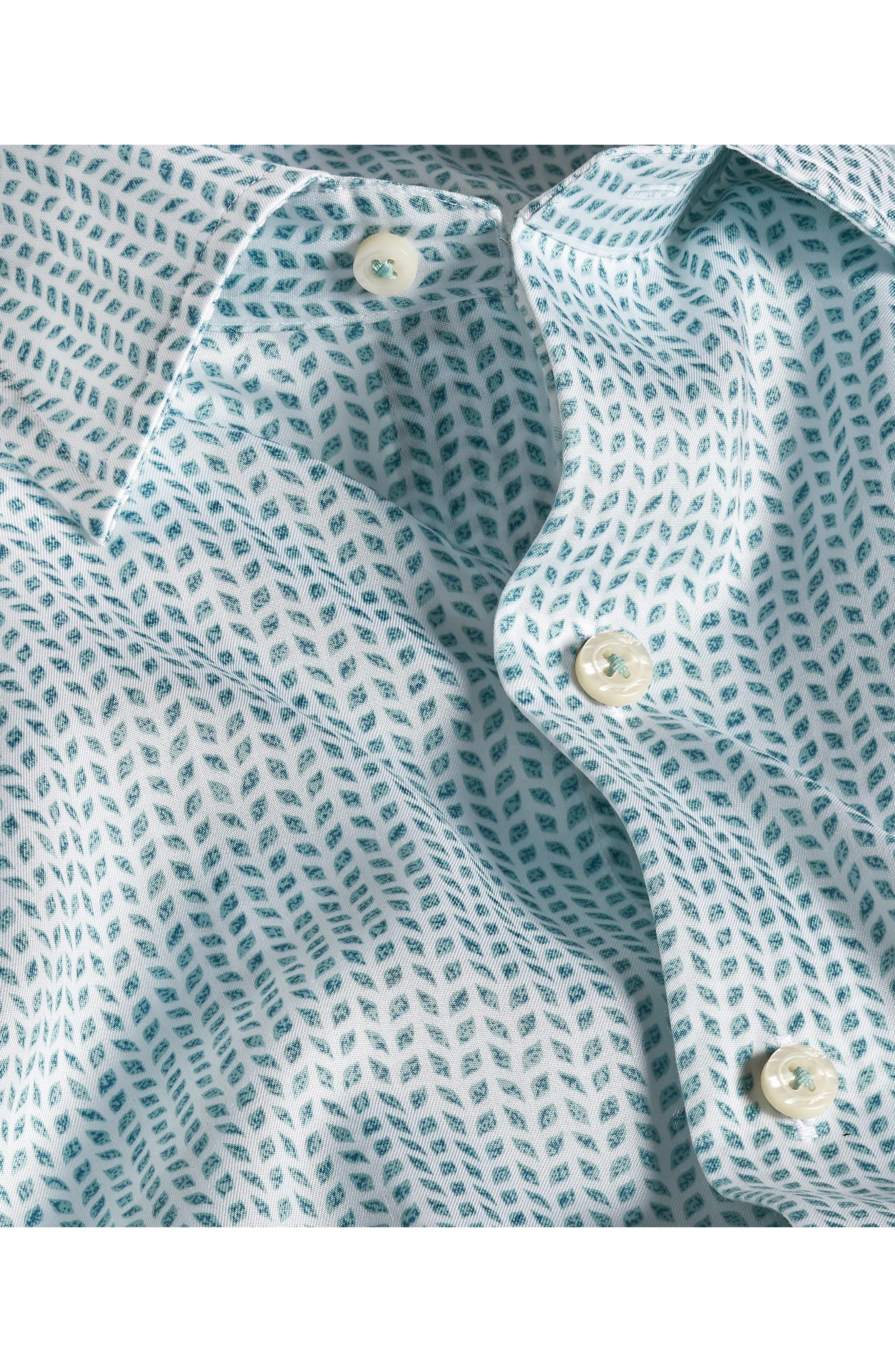 David Donahue Neat Print Lyocell Short Sleeve Shirt