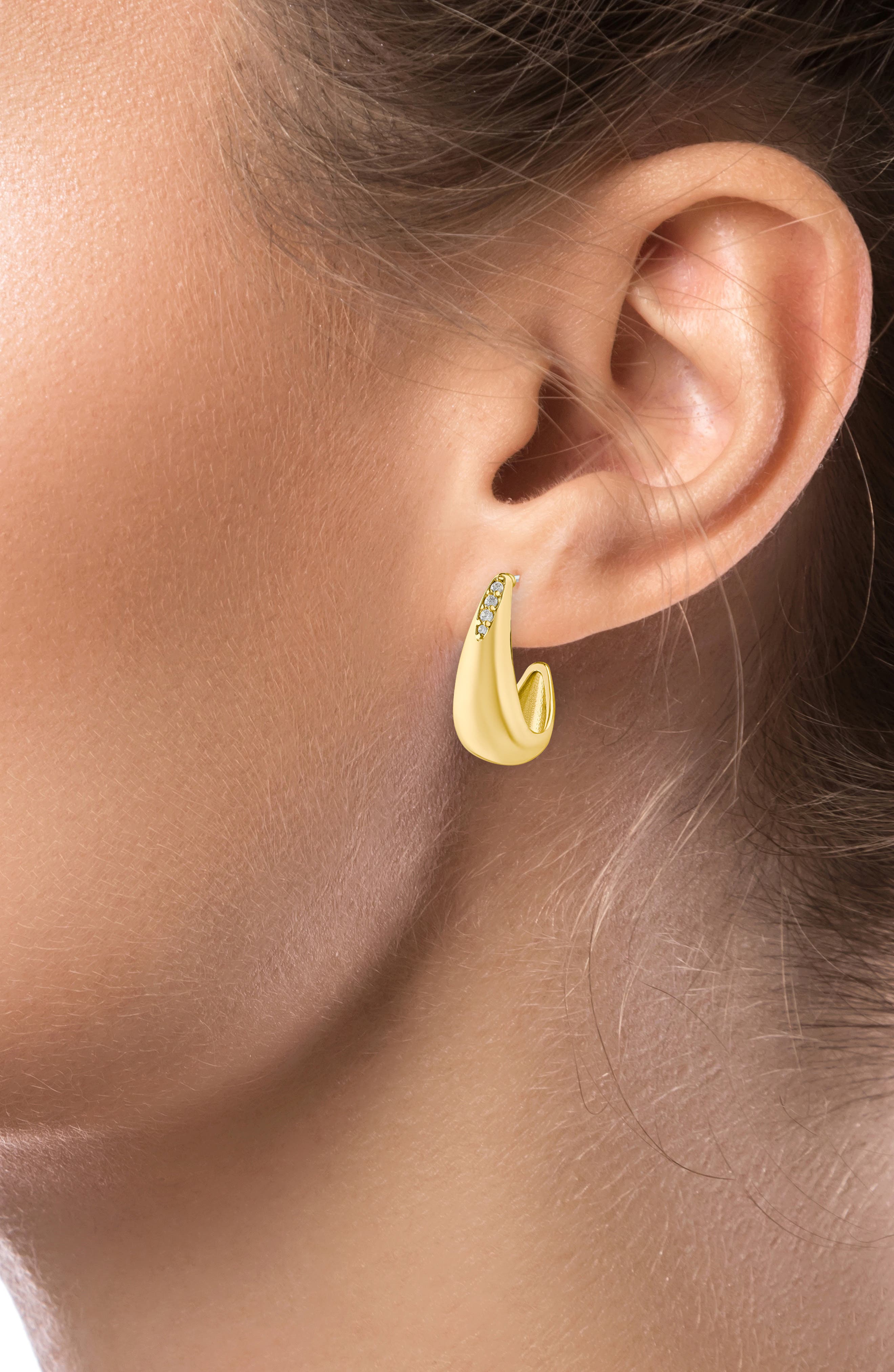 CZ by Kenneth Jay Lane Pavé Cubic Zirconia Curved Teardrop Earrings