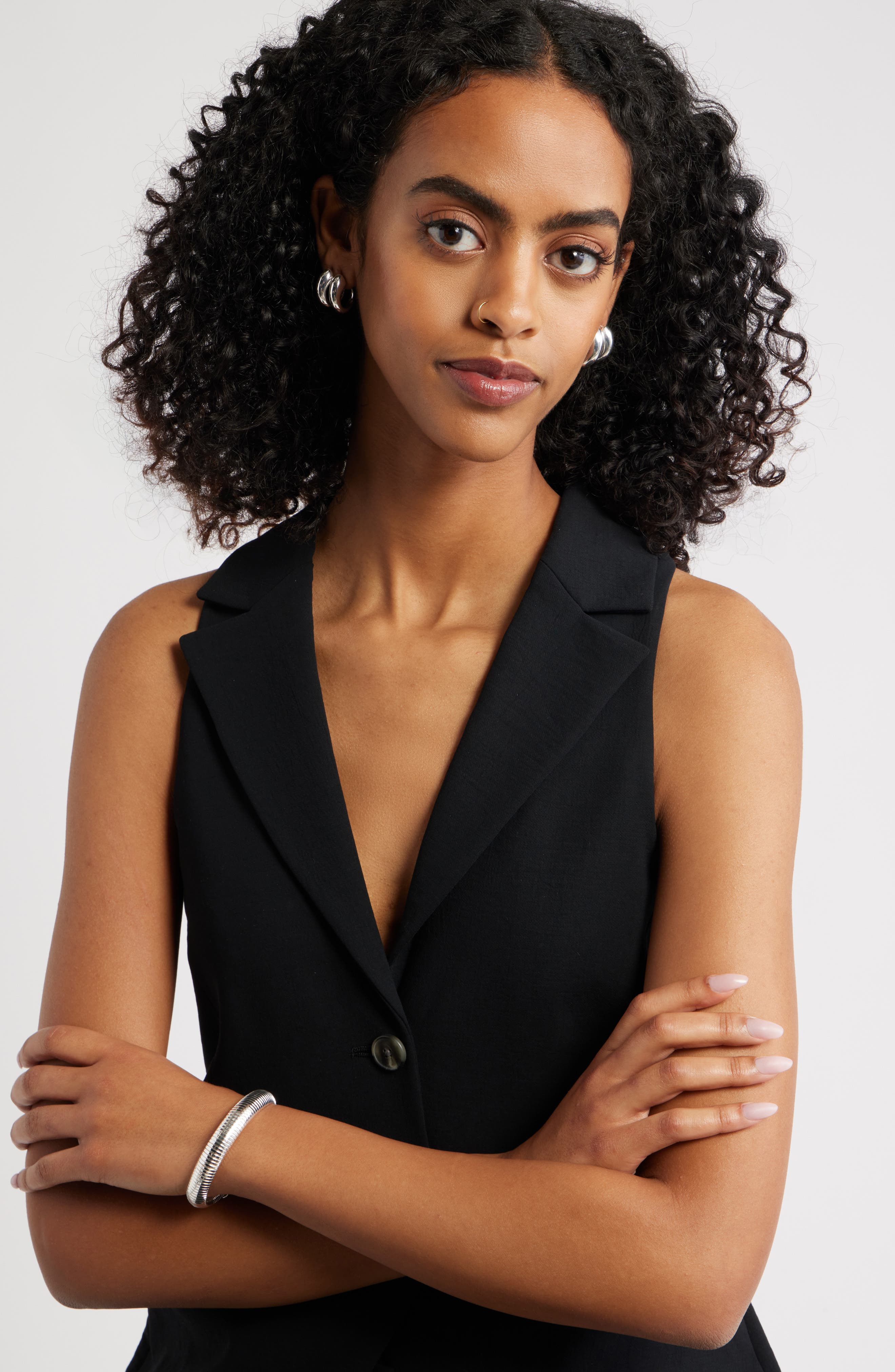Open Edit Set of 2 Tapered Hoop Earrings
