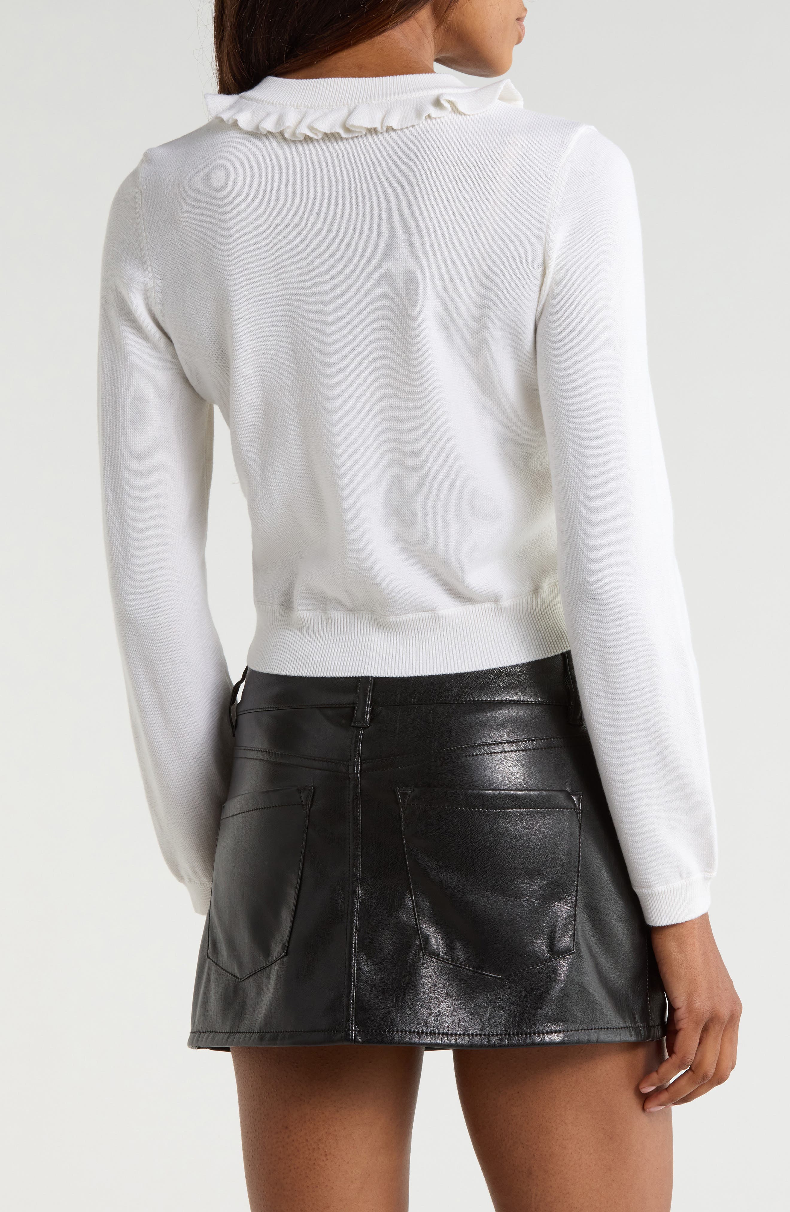 Alice + Olivia Dollie Ruffle Trim Cardigan