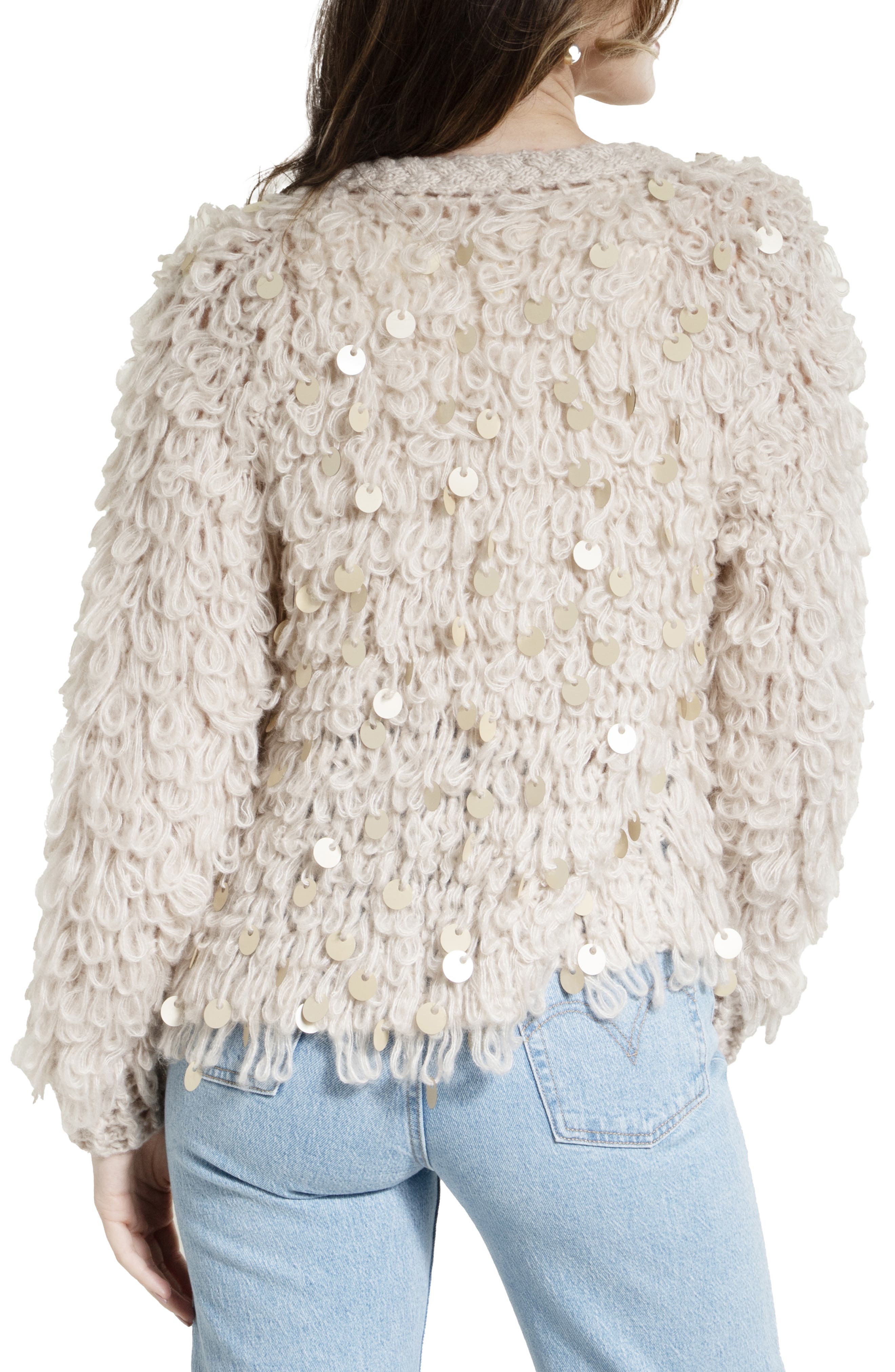 SAACHI Sequin Loop Knit Cardigan