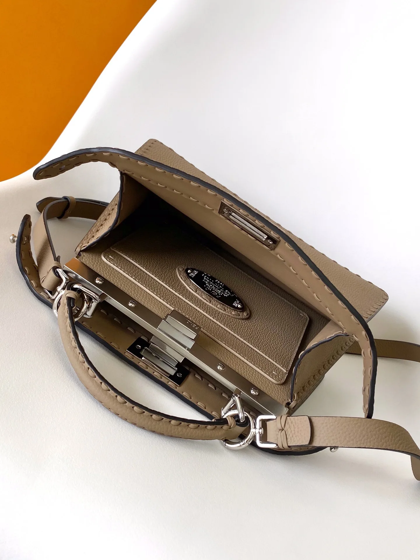 Fendi Peekaboo Grey Calfskin Top Handle Bag product photo from LabelPicks