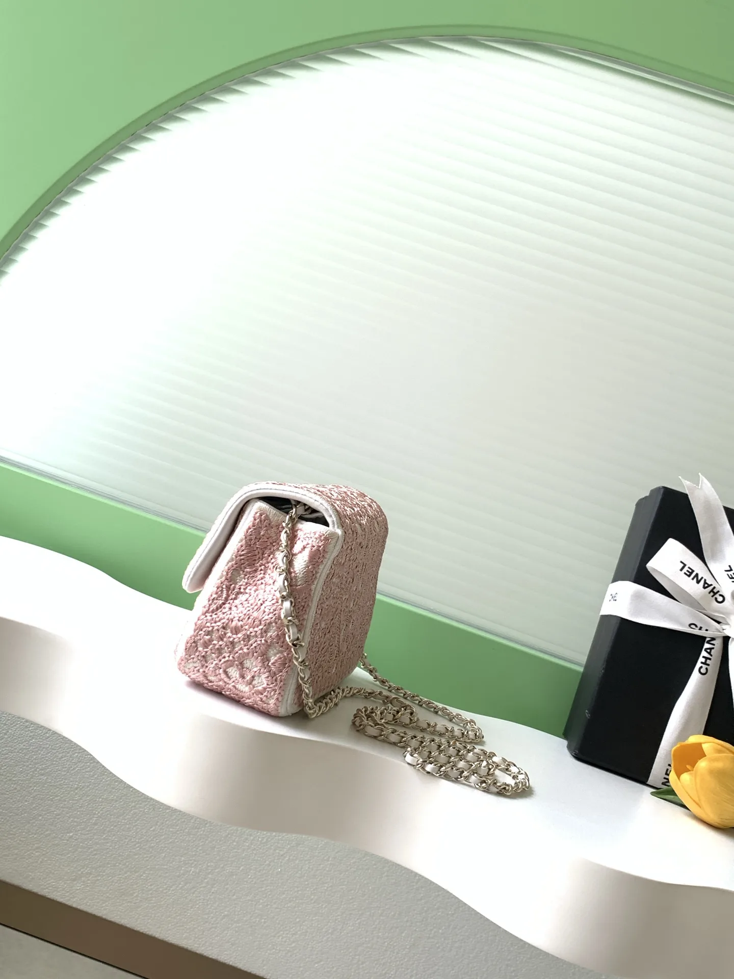 Chanel Pink Woven Leather Crossbody Bag product photo from LabelPicks