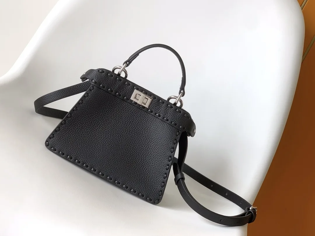 Fendi Peekaboo Black Calfskin Top Handle Bag product photo from LabelPicks