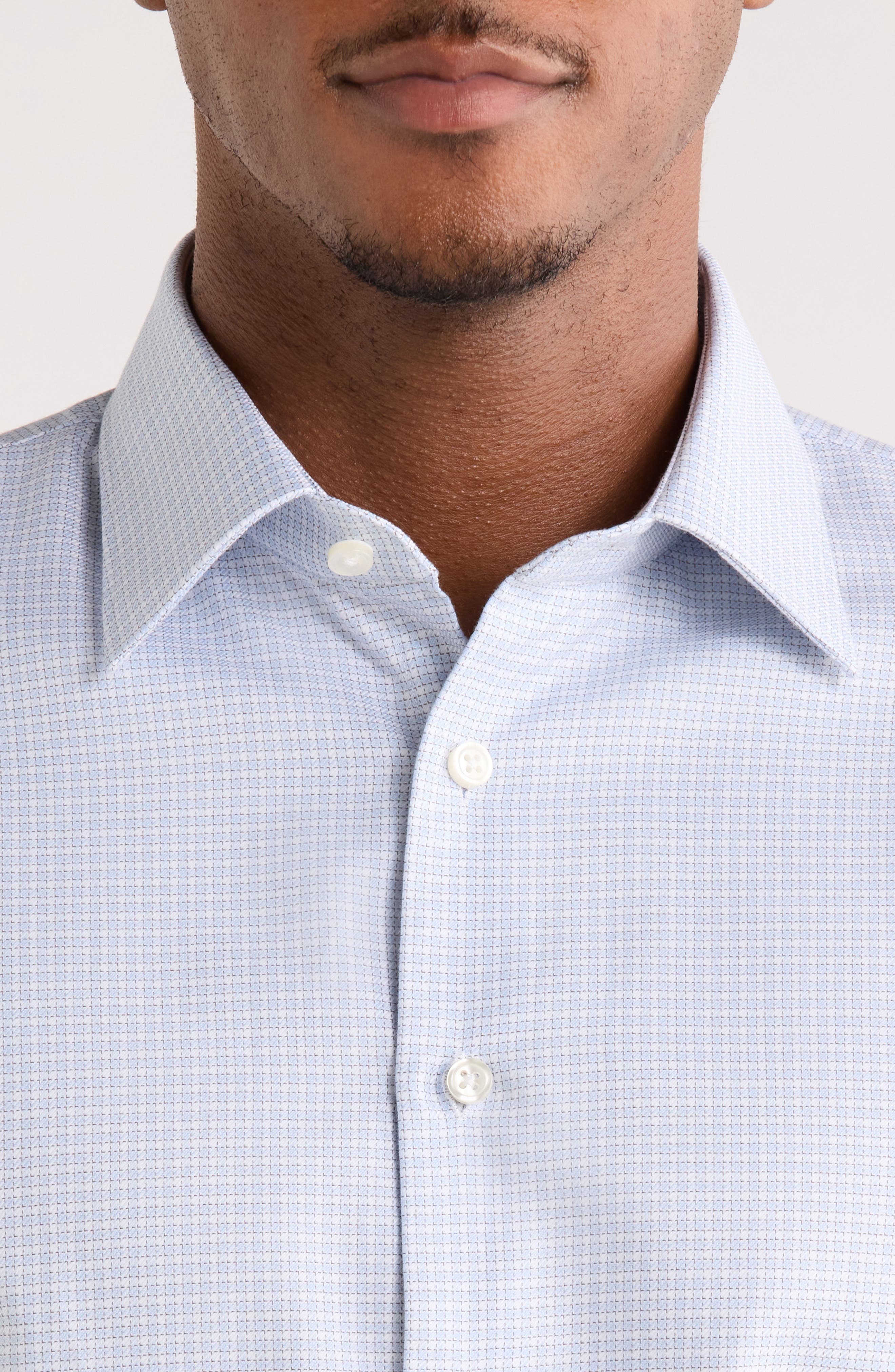 Nordstrom Trim Fit Check Premium Non Iron Cotton Button-Up Shirt