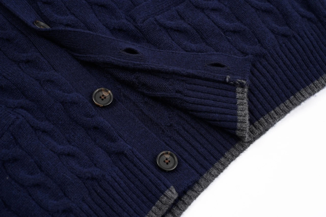 Ralph Lauren Navy Pony Embroidered Cable Knit Wool Blend Cardigan product photo from LabelPicks
