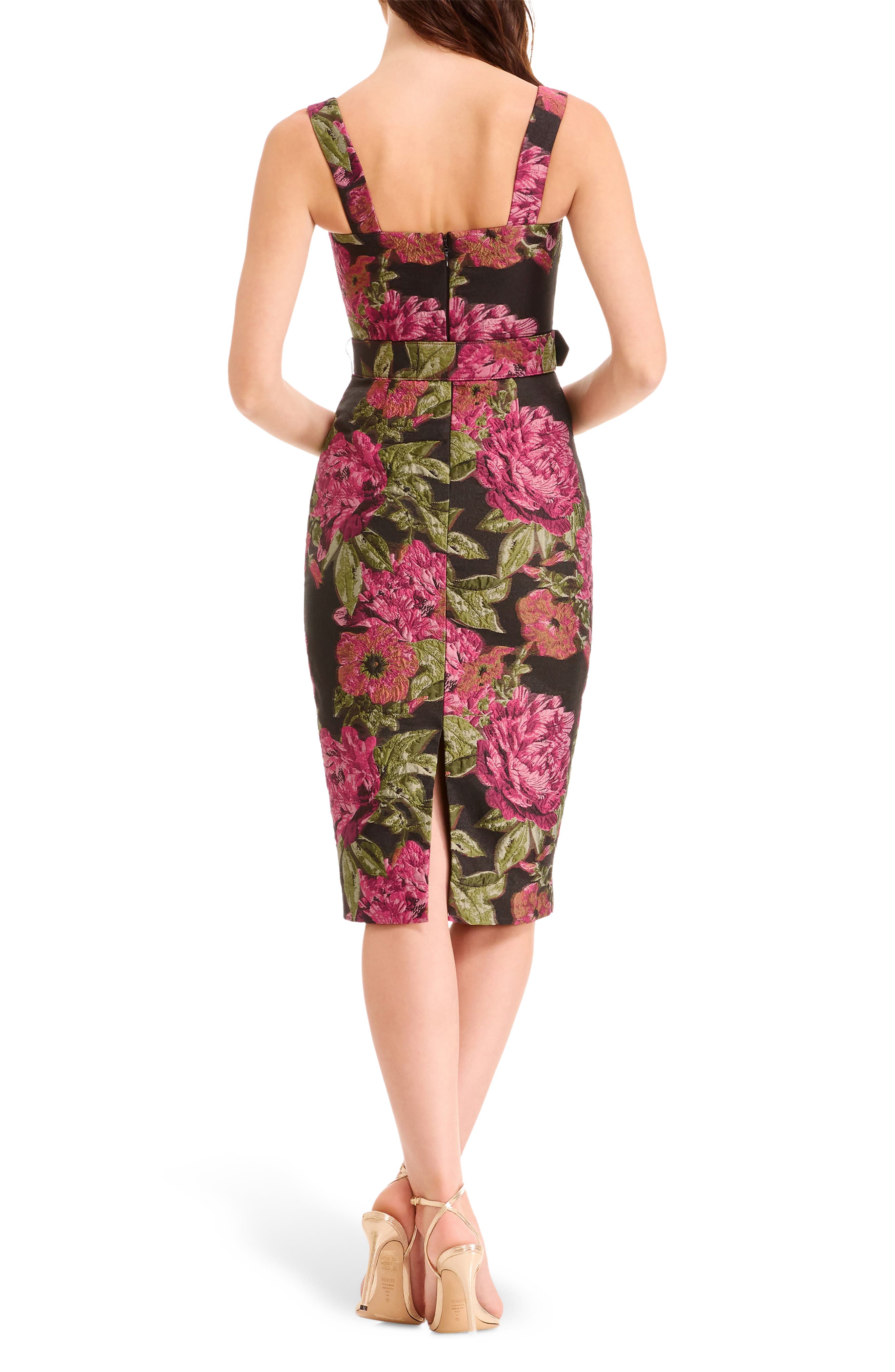 Dress the Population Nicole Floral Jacquard Cocktail Midi Dress
