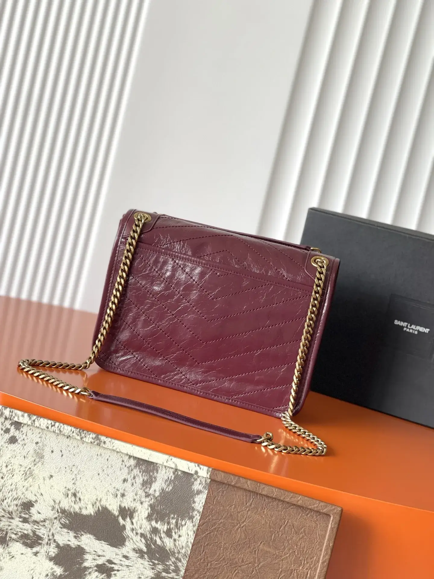 Saint Laurent Niki Burgundy Calfskin Shoulder Bag product photo from LabelPicks