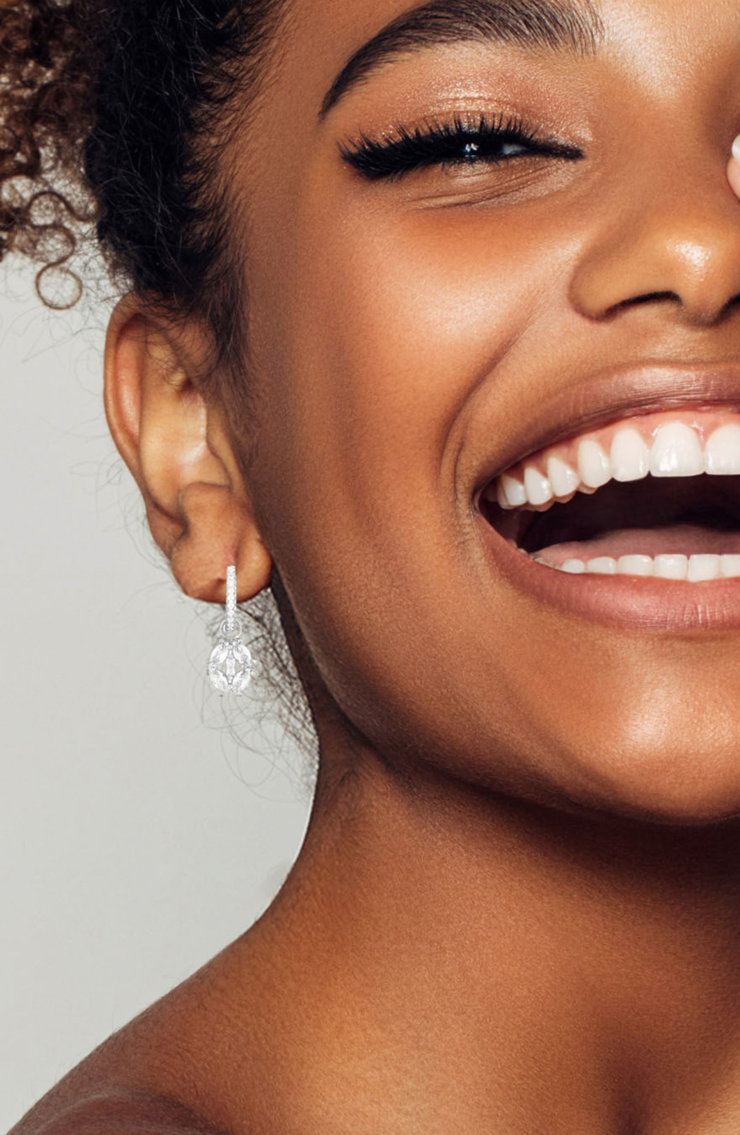 SPHERA MILANO Cubic Zirconia Drop Huggie Hoop Earrings