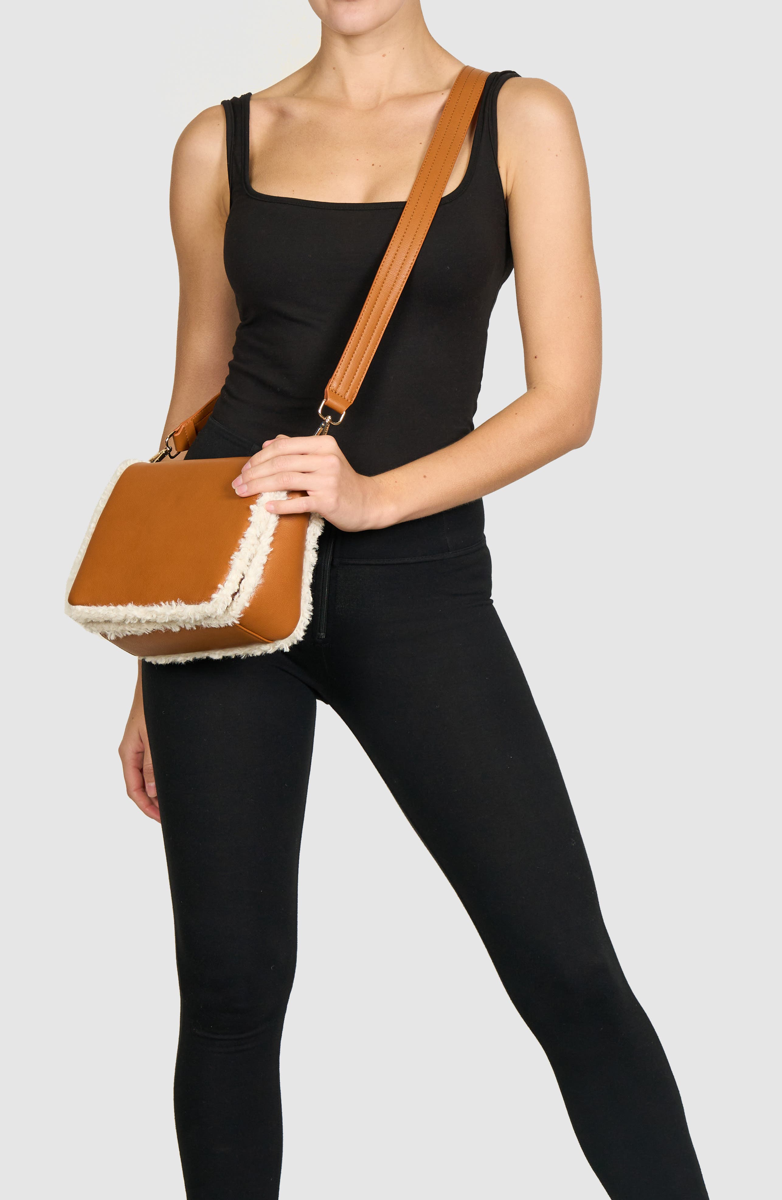 Urban Originals Faux Shearling Flap Crossbody Bag