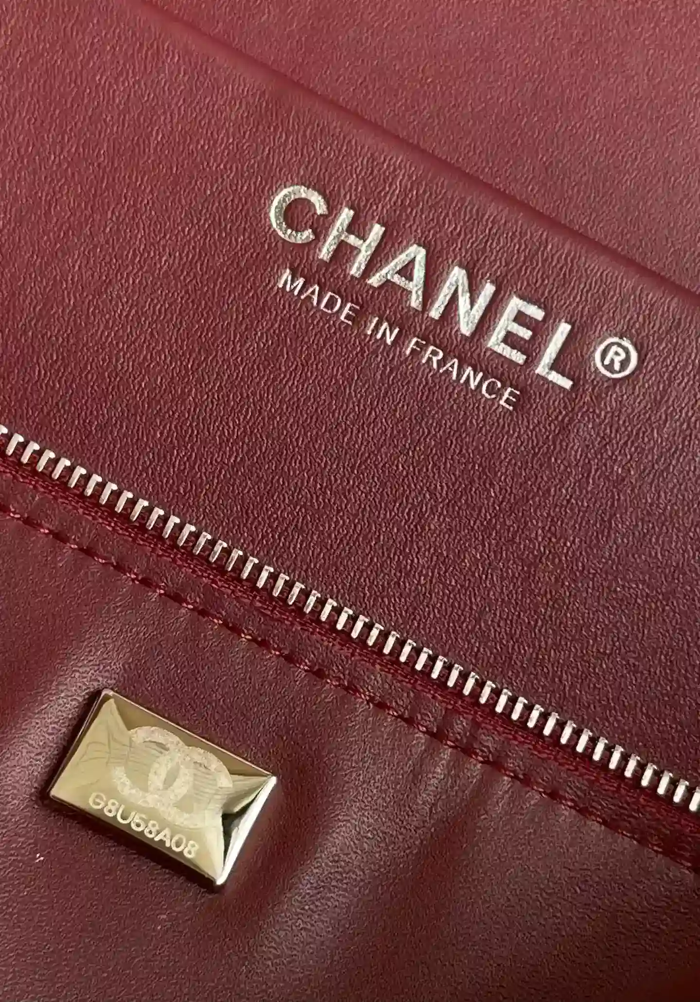 Chanel Burgundy Classic Flap Grained Leather Top Handle Bag product photo from LabelPicks