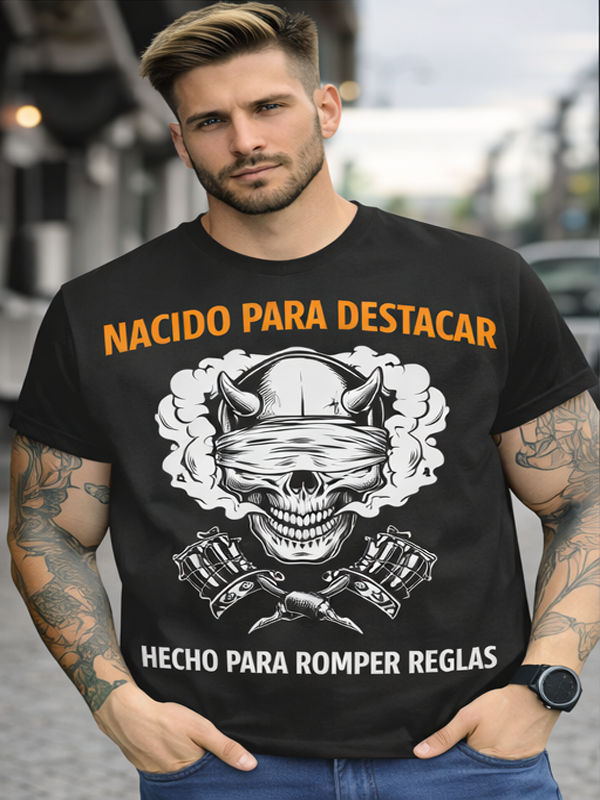 Remera Calavera Demon con Máquinas de Tatuar | Estilo Urbano Unisex