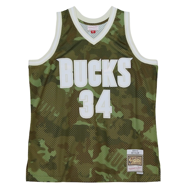 Ray Allen Milwaukee Bucks Hardwood Classics 2000/01 Ghost Green Swingman Jersey - Camo