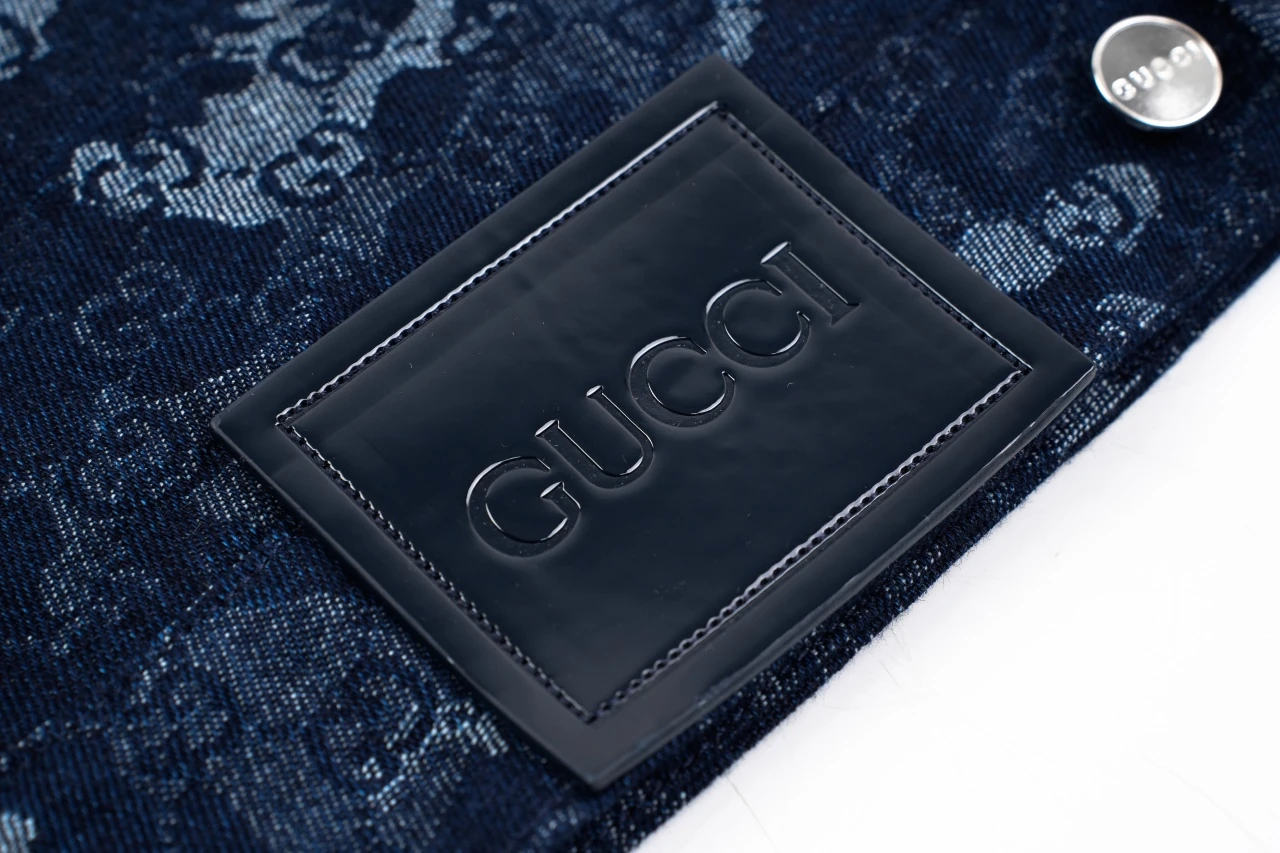 GUCCI Blue White Marble GG Denim Zip Jacket product photo from LabelPicks