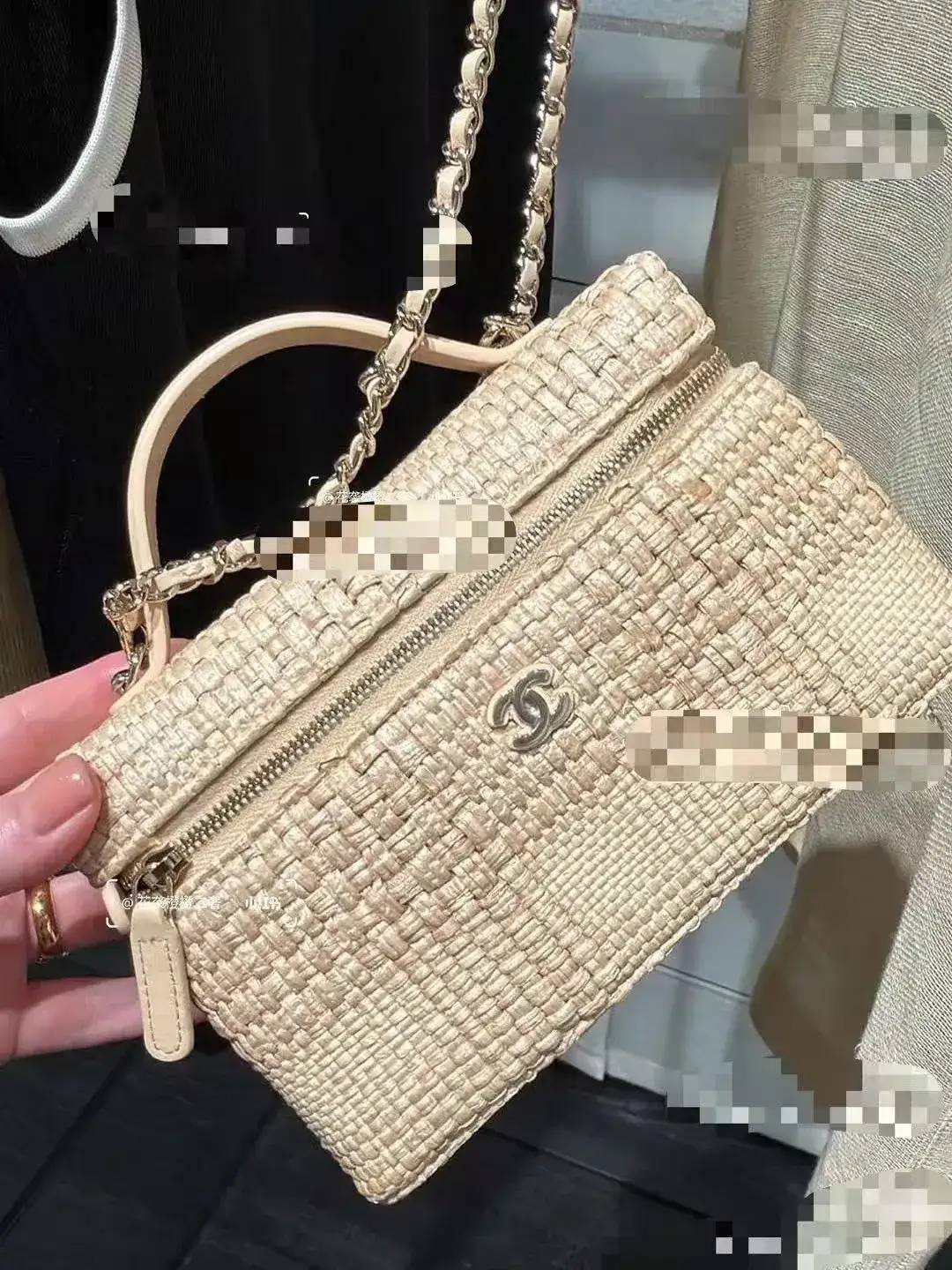 Chanel Beige Woven Leather Top Handle Bag product photo from LabelPicks