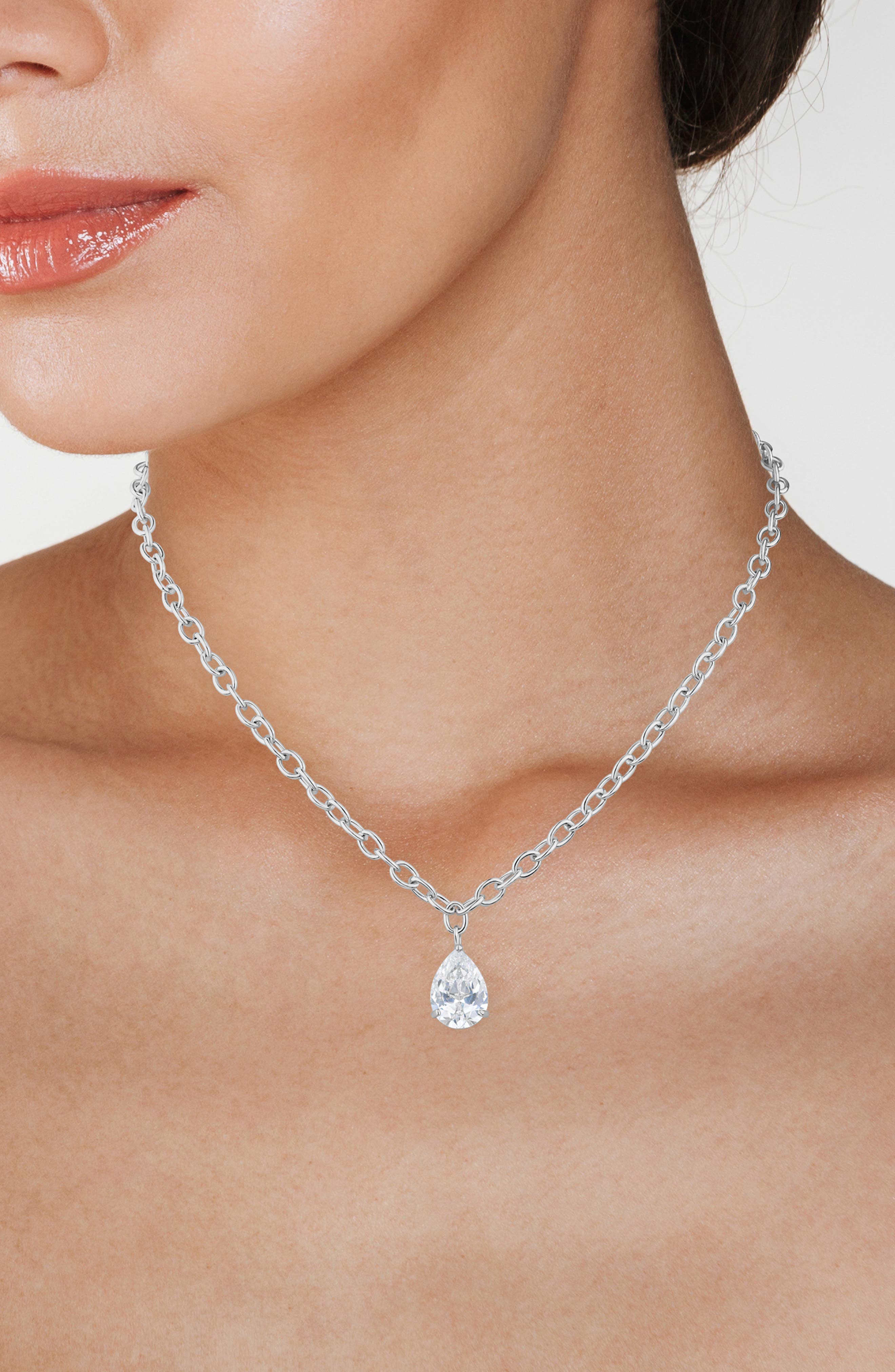 CZ by Kenneth Jay Lane Pear Cut Cubic Zirconia Pendant Necklace