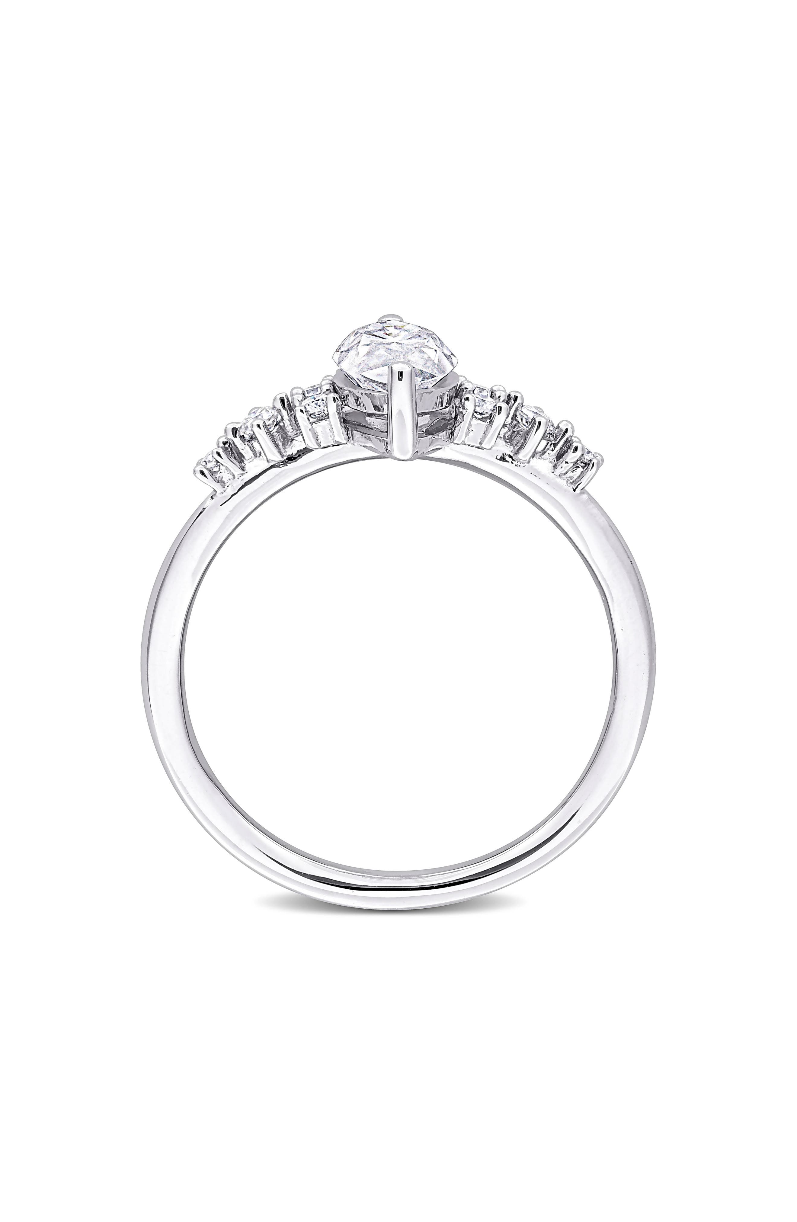 DELMAR Sterling Silver Created Moissanite Ring