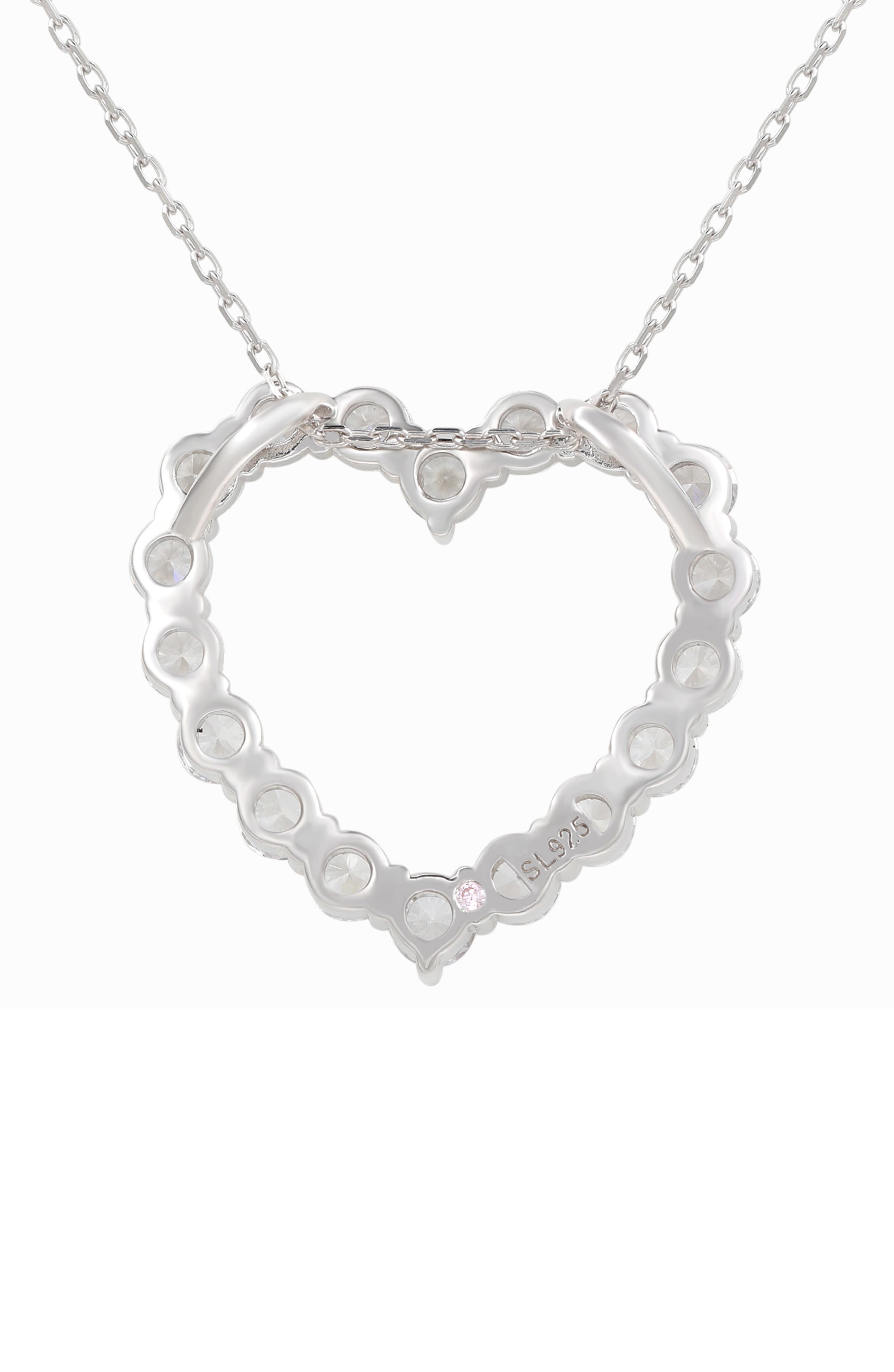 SUZY LEVIAN Sterling Silver Cubic Zirconia Heart Pendant Necklace