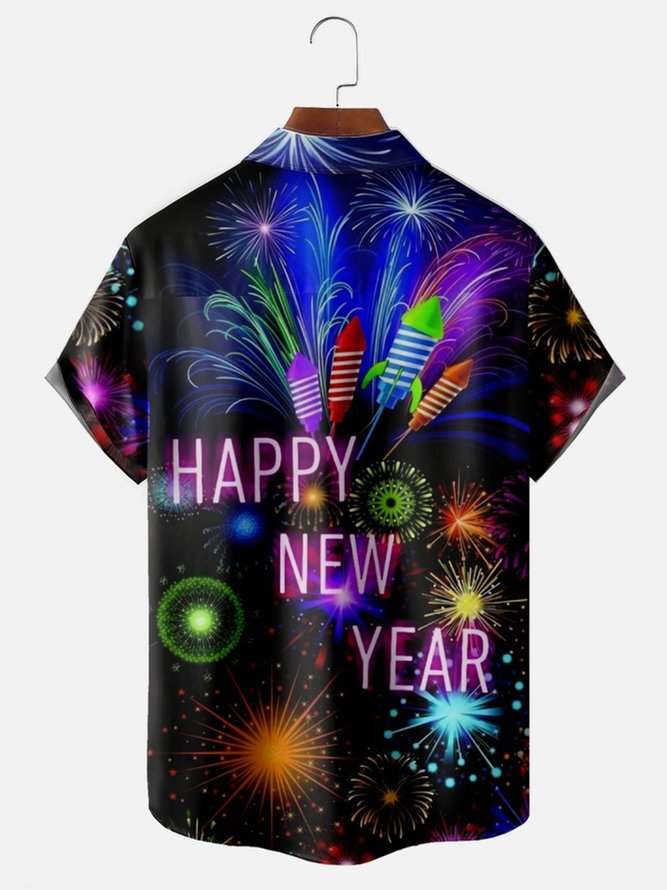 New Year Short Sleeve Casual Shirt