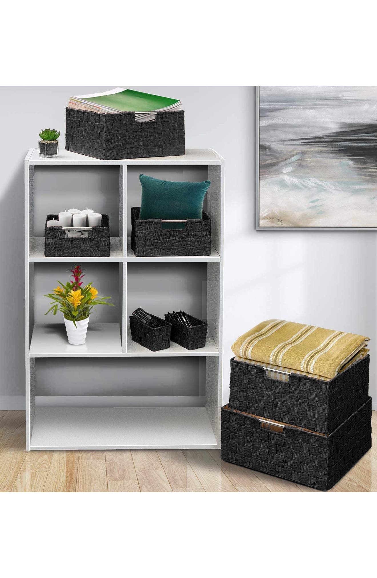 SORBUS 7-Piece Basket Woven Storage Box Set
