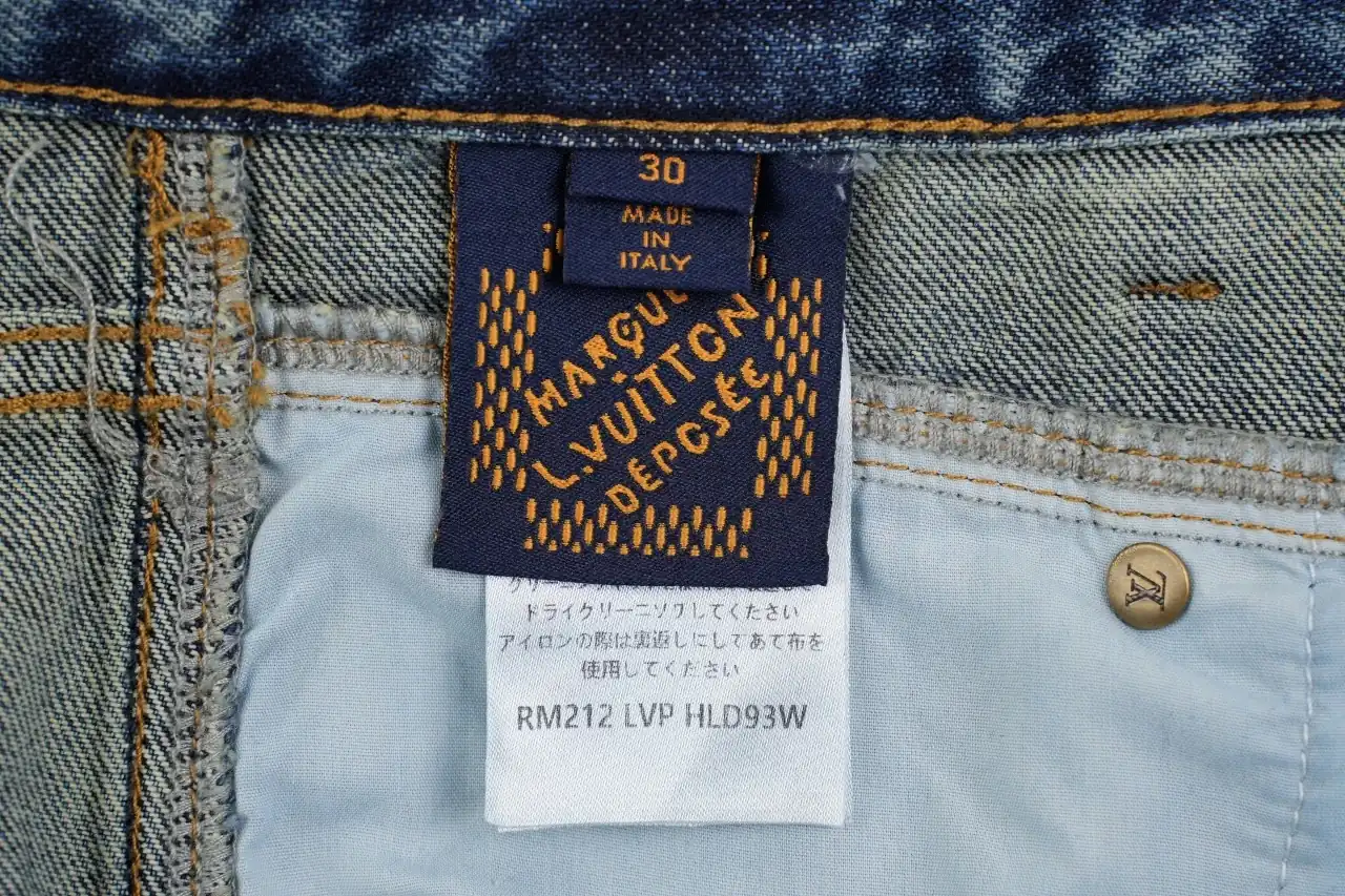 Louis Vuitton Blue Turquoise Button Washed Cargo Denim Pants product photo from LabelPicks