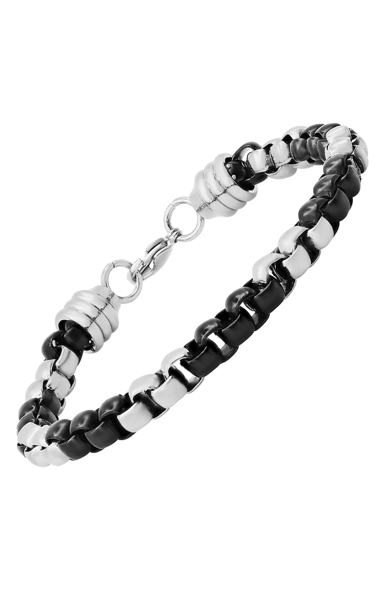 HMY JEWELRY Two Tone Black IP Stainless Steel Bracelet