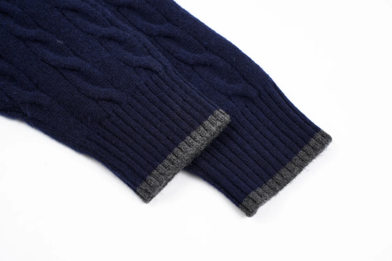 Ralph Lauren Navy Pony Embroidered Cable Knit Wool Blend Cardigan product photo from LabelPicks