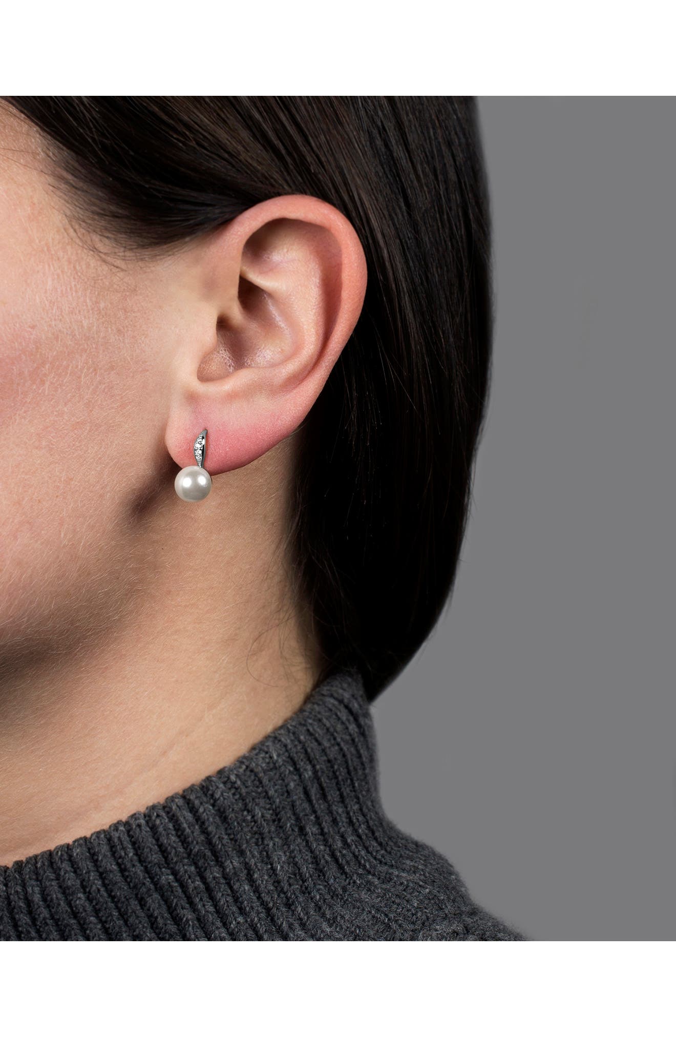 CZ by Kenneth Jay Lane Pavé CZ & Faux Pearl Drop Earrings