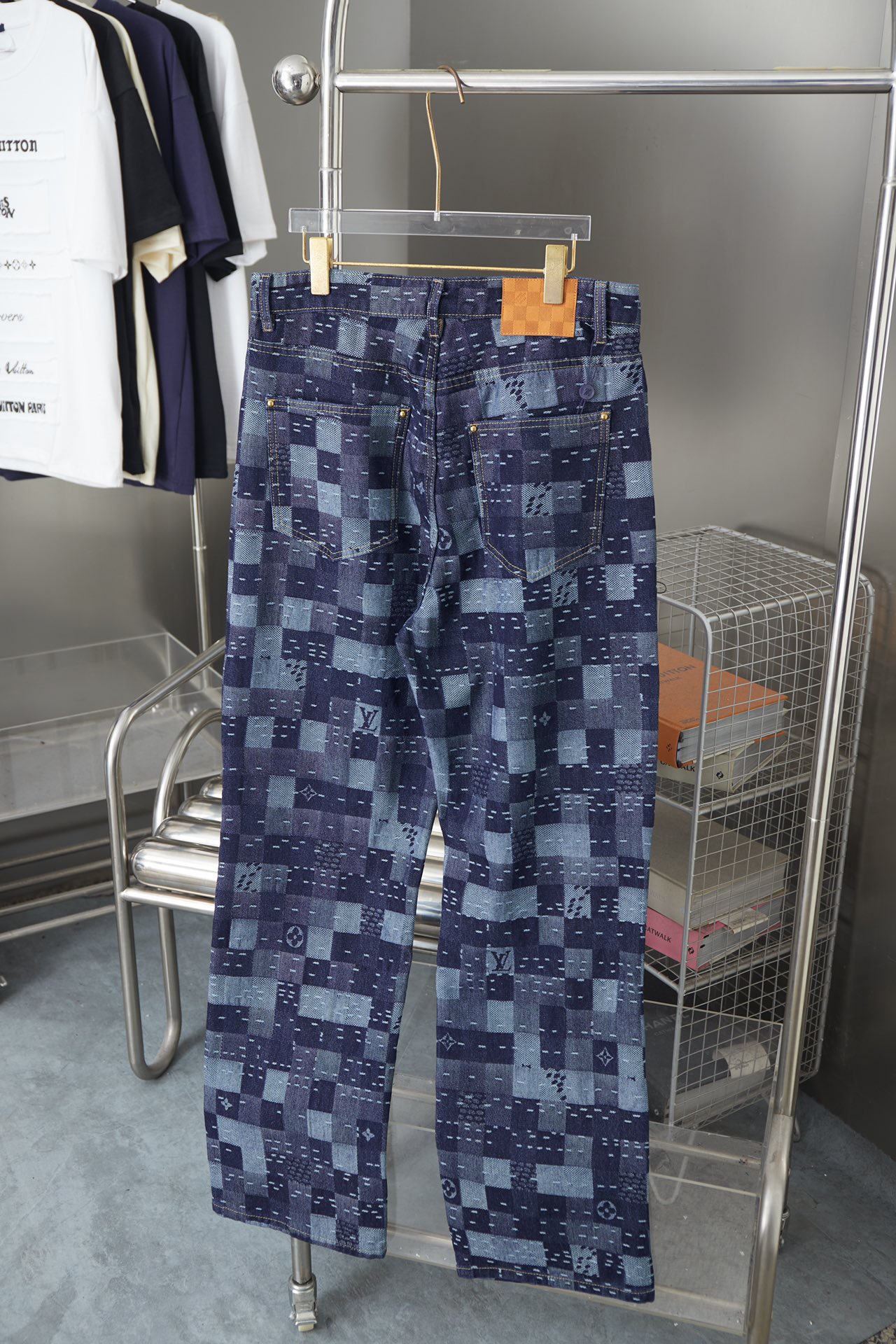 Fashion Check Print Pocket Jeans