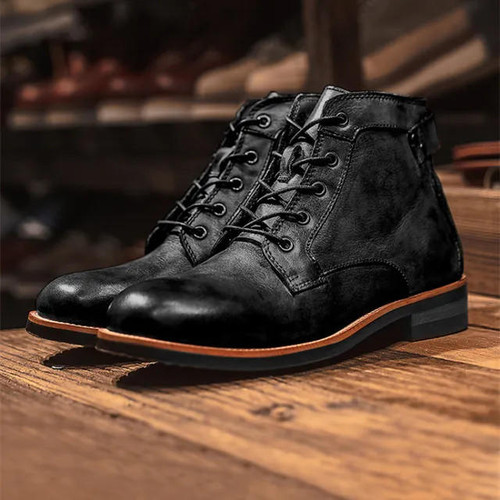 Luxury Retro High Men's Leather Shoes Dress Business Working Brown Male Boots Lace-up Flat Casual Comfortable Mens Shoes MNX316078