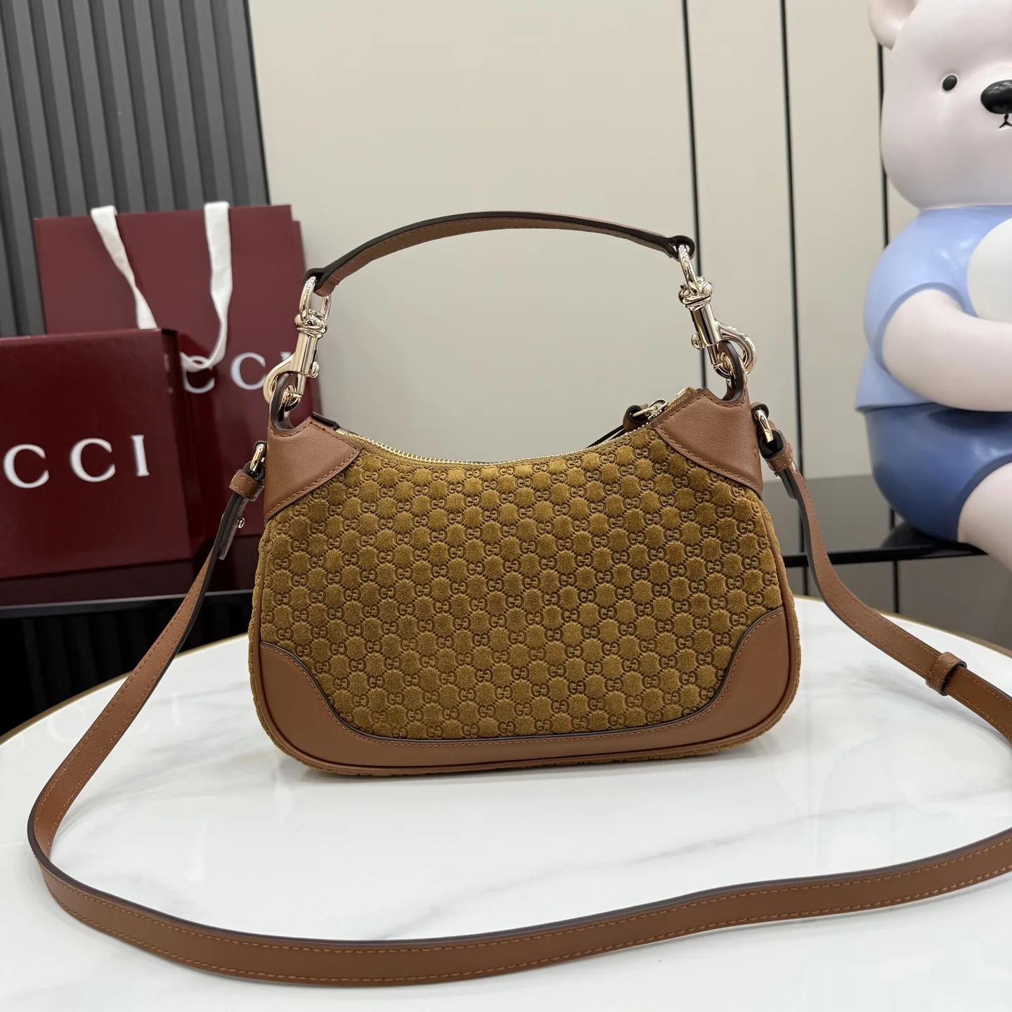Gucci Suede Leather Crossbody Bag product photo from LabelPicks