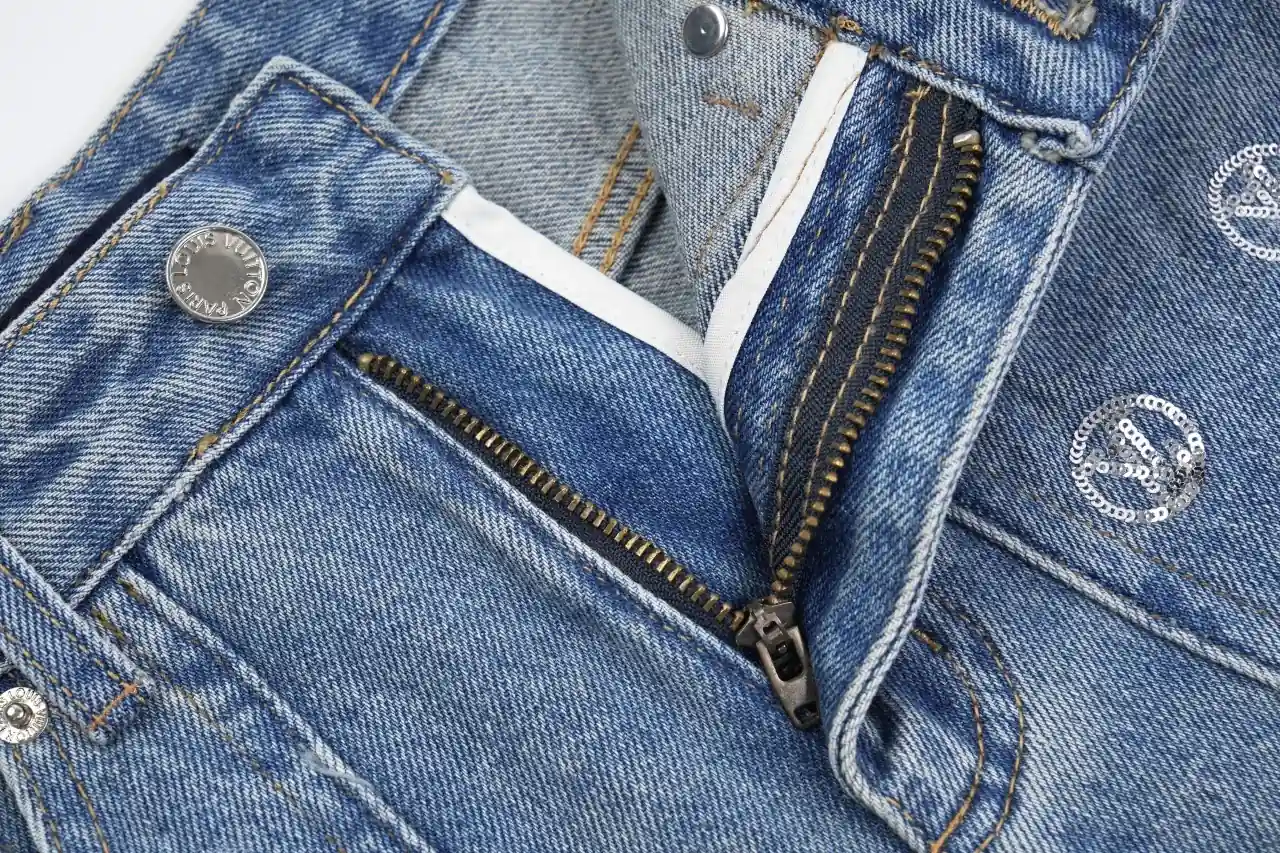Louis Vuitton Light Blue Allover Print Straight Denim Jeans product photo from LabelPicks