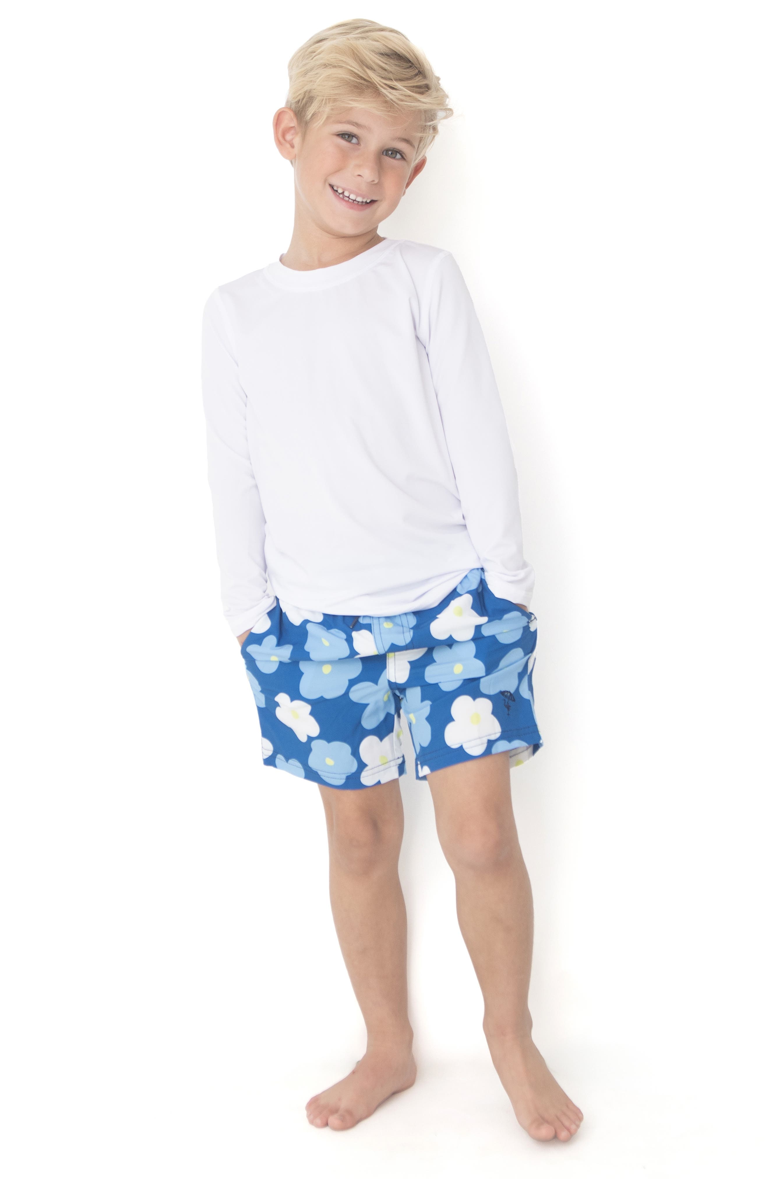 Shade Critters Kids' Daisy Print UPF 50+ Swim Trunks