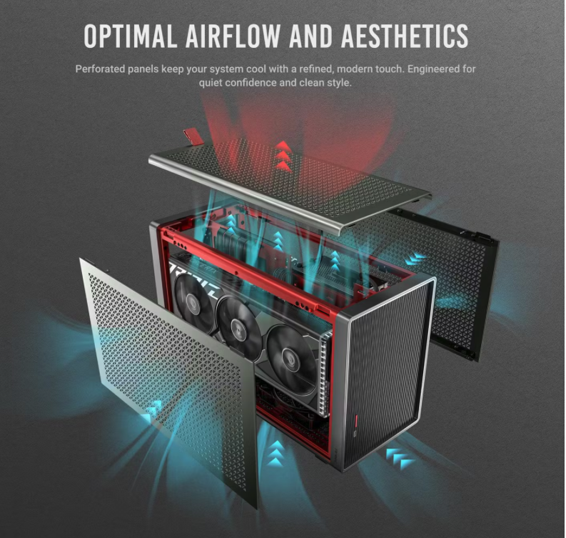 Antec Performance 1 FLUX Mid-Tower PC Case Mesh Red/Black Brand New - GreshamTech