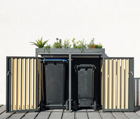 Mülltonnenbox mit Blumenkasten, anthrazit