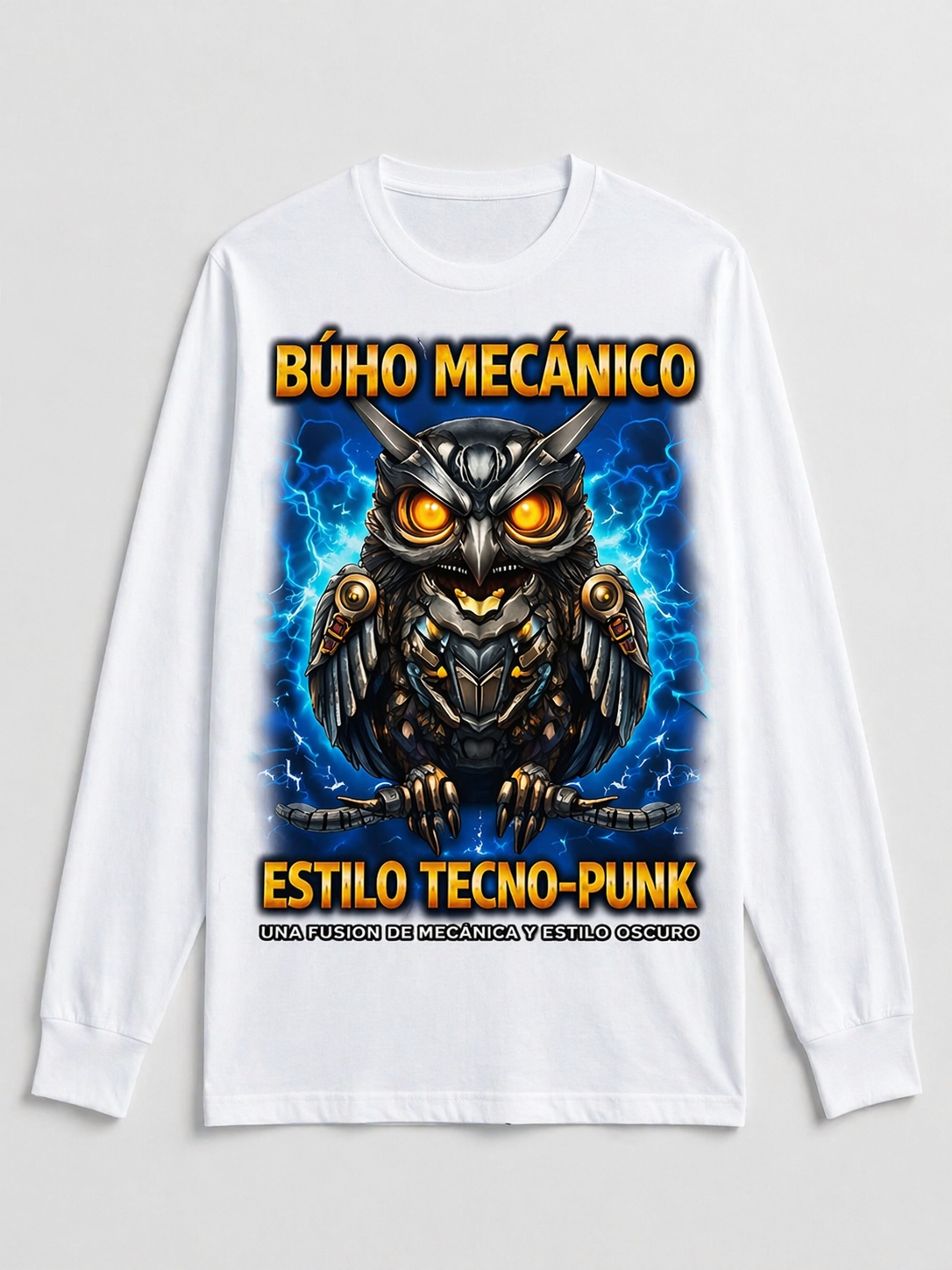 Remera Búho Mecánico – Estilo Tecno-Punk