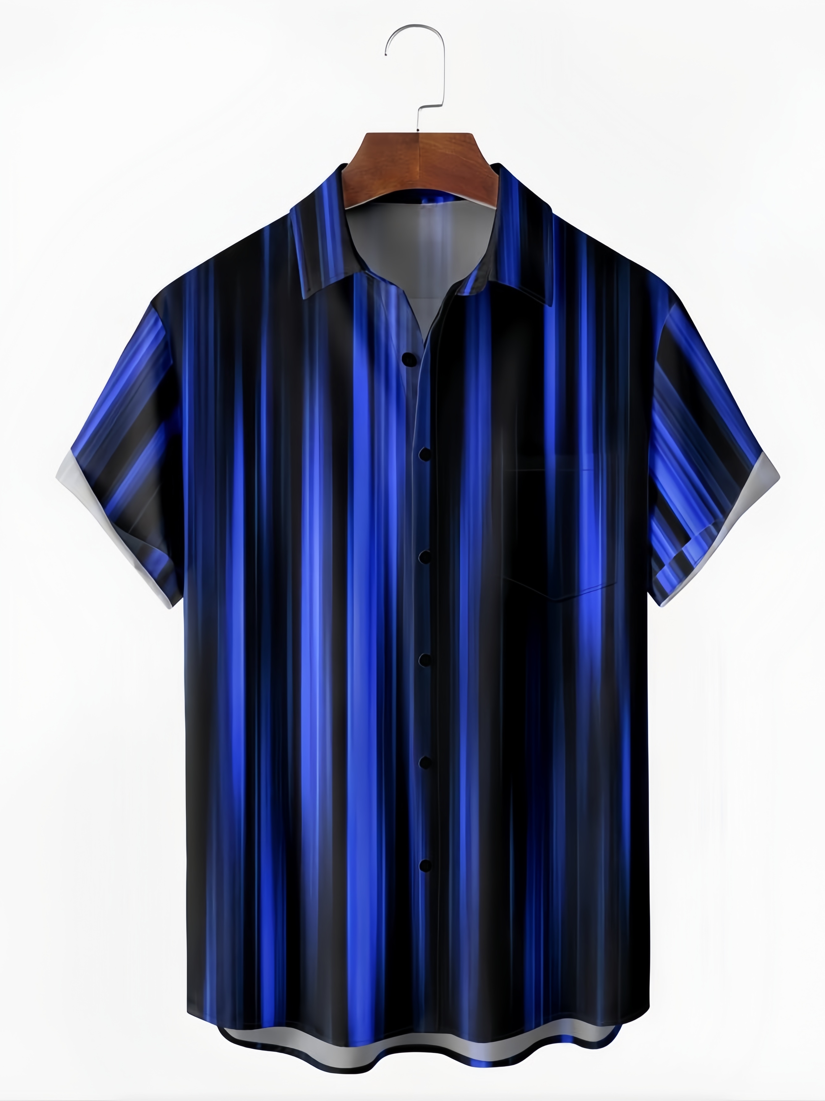 Striped Chest Pocket Short Sleeve Casual Shirt