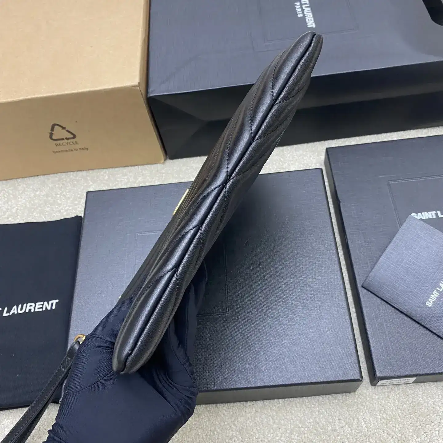 Saint Laurent Black Quilted Leather Clutch product photo from LabelPicks
