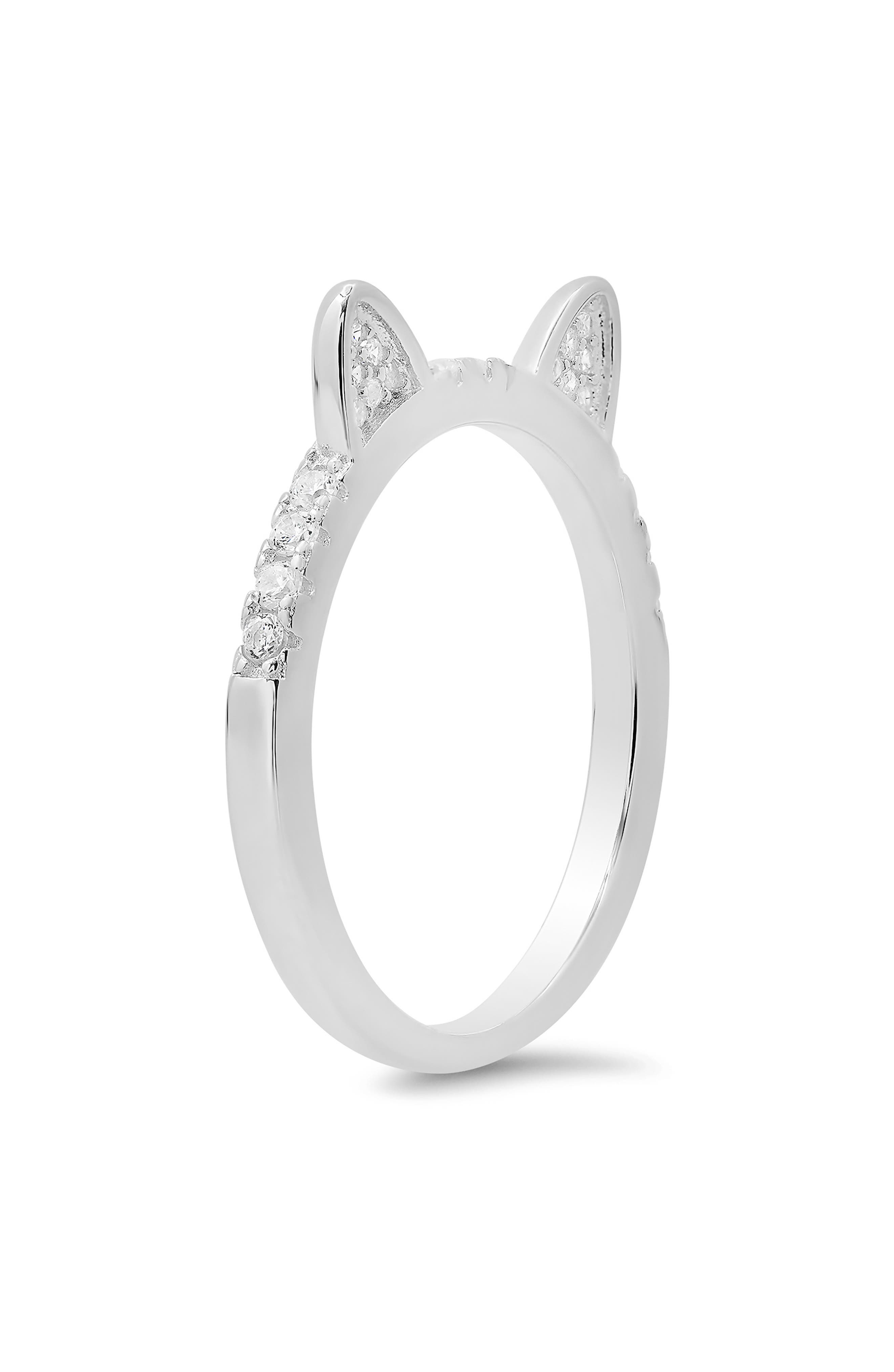 Queen Jewels CZ Pavé Kitty Cat Ring