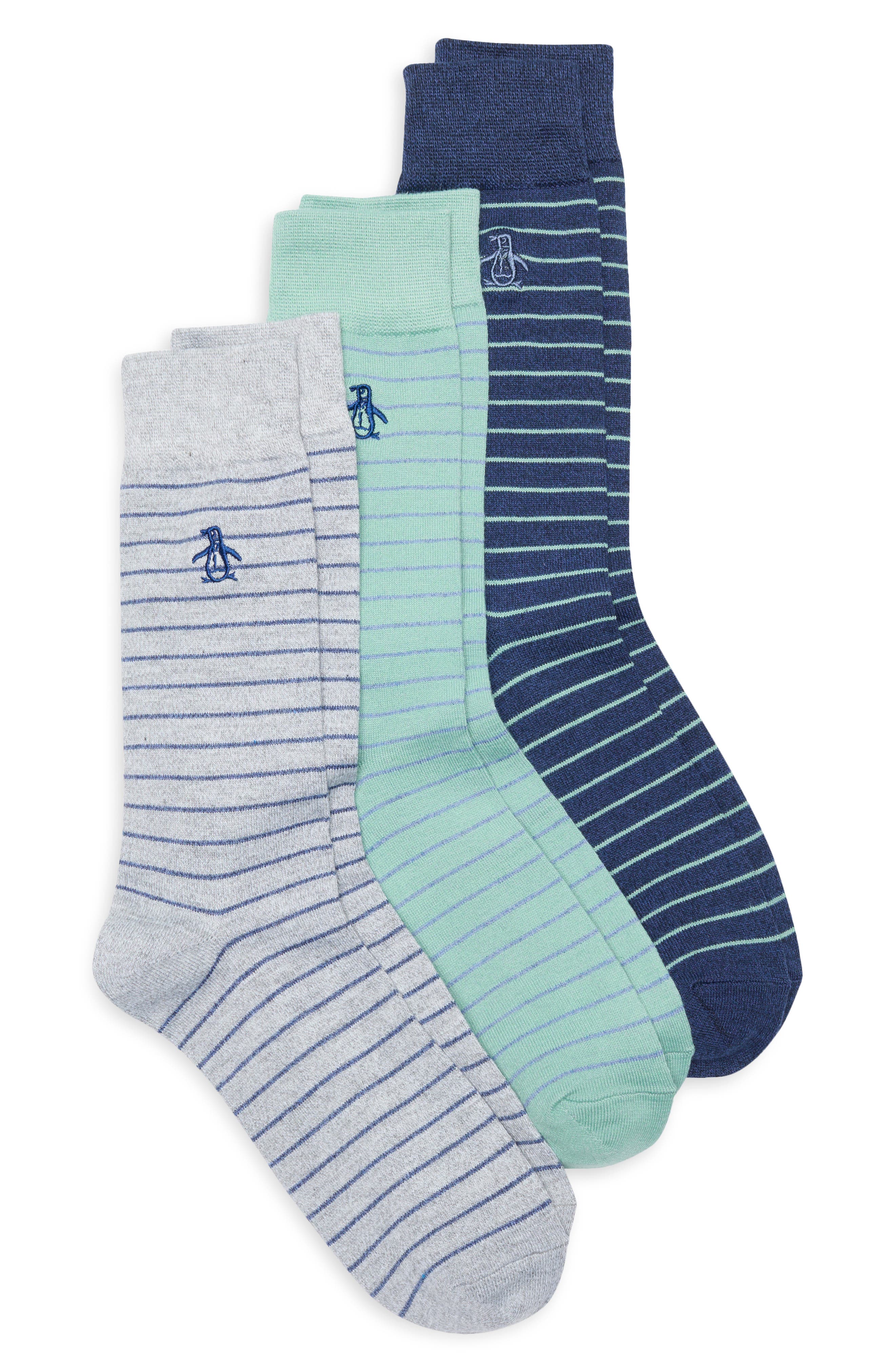 Original Penguin Cecil Stripe 3-Pack Crew Socks