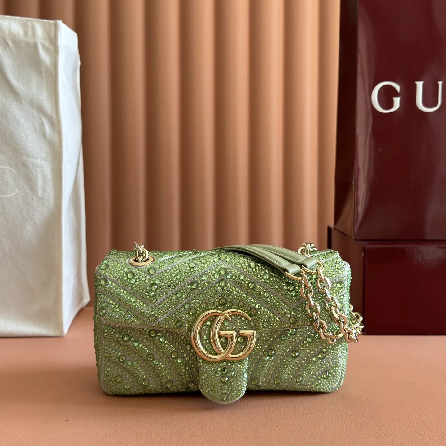 Gucci Green Marmont GG Supreme Canvas Shoulder Bag product photo from LabelPicks