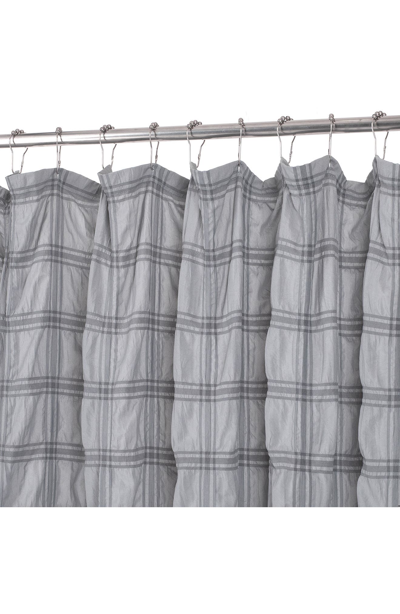 DAINTY HOME Crinkle Plaid Shower Curtain