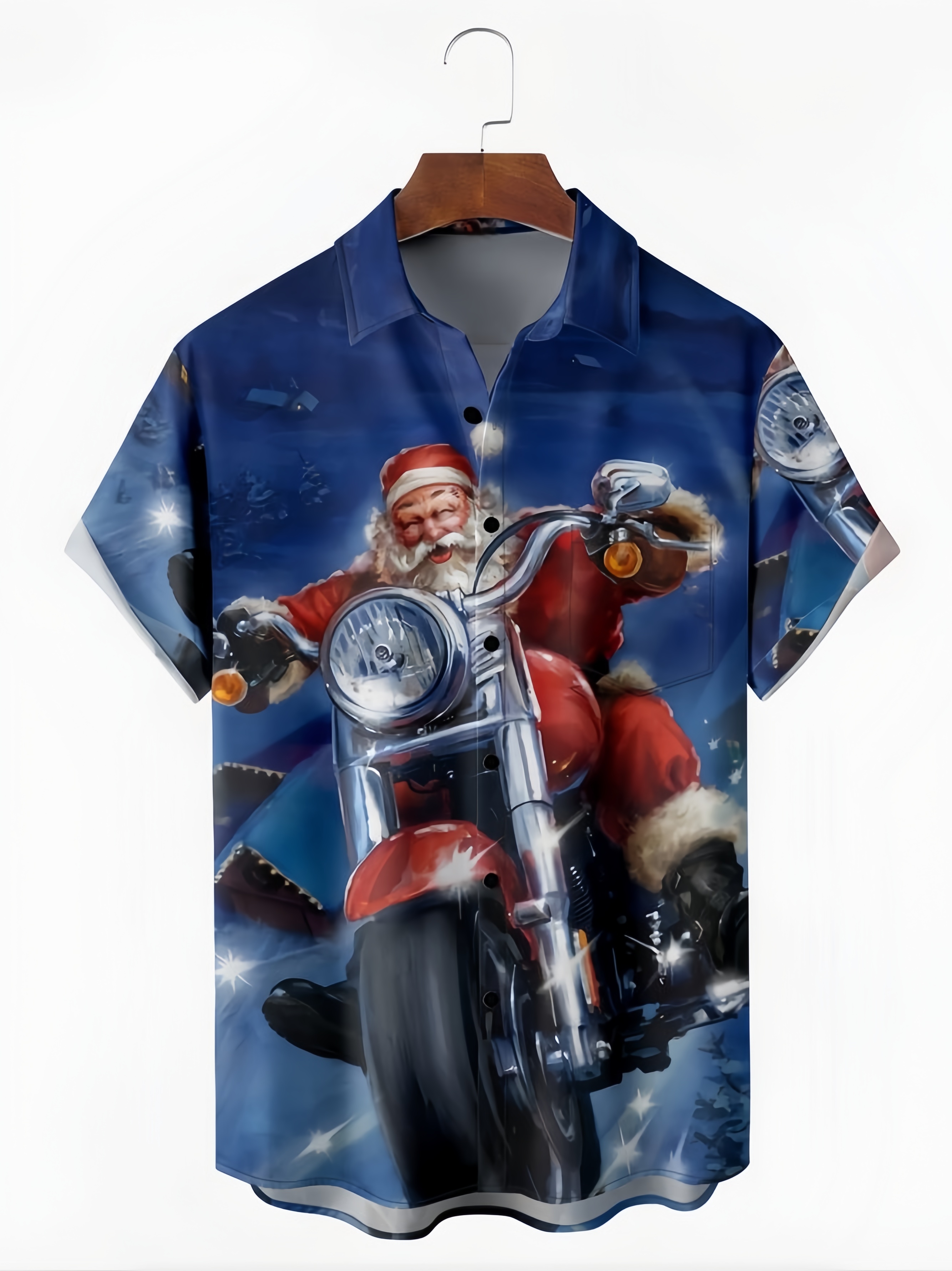 Santa Chest Pocket Short Sleeve Casual Shirt