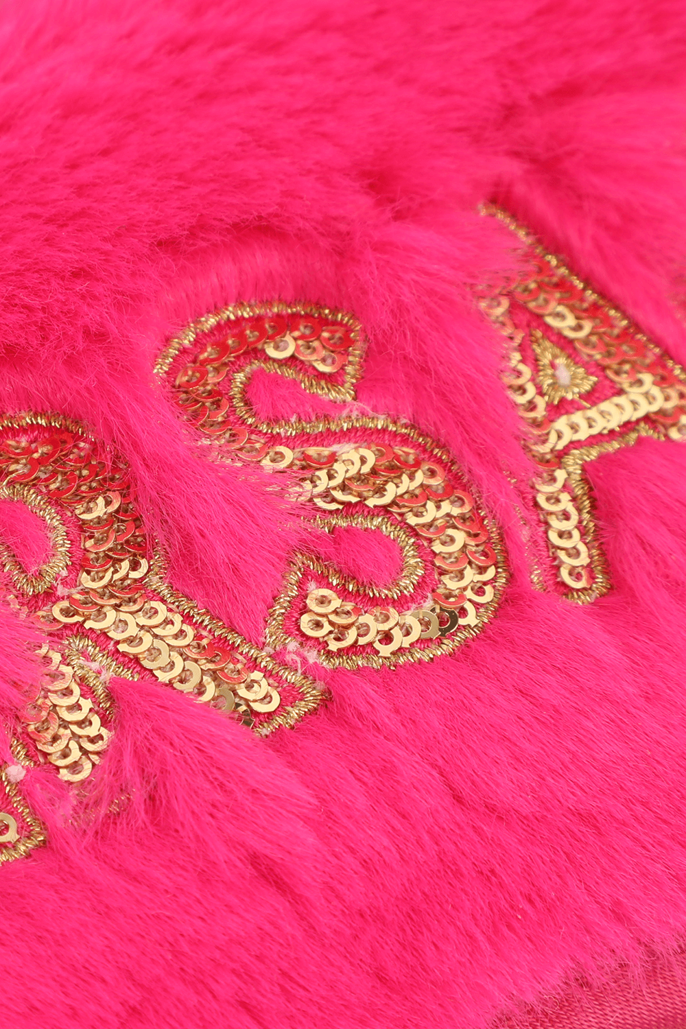 VERSACE כיסוי עיניים ורוד פרוותי עם לוגו מנצנץ