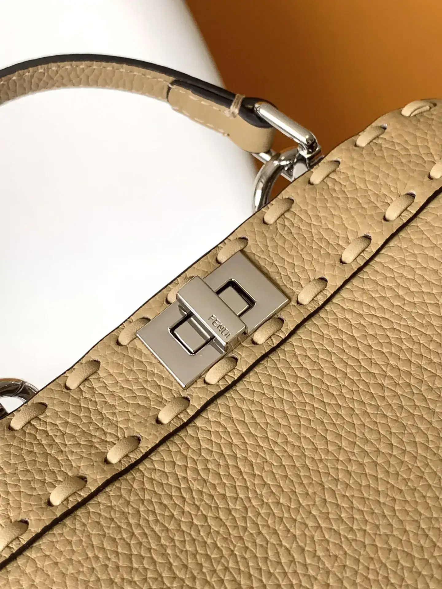 Fendi Peekaboo Beige Calfskin Top Handle Bag product photo from LabelPicks