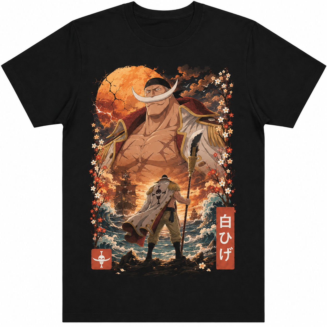 Remera Anime Barbablanca One Piece Manga Corta